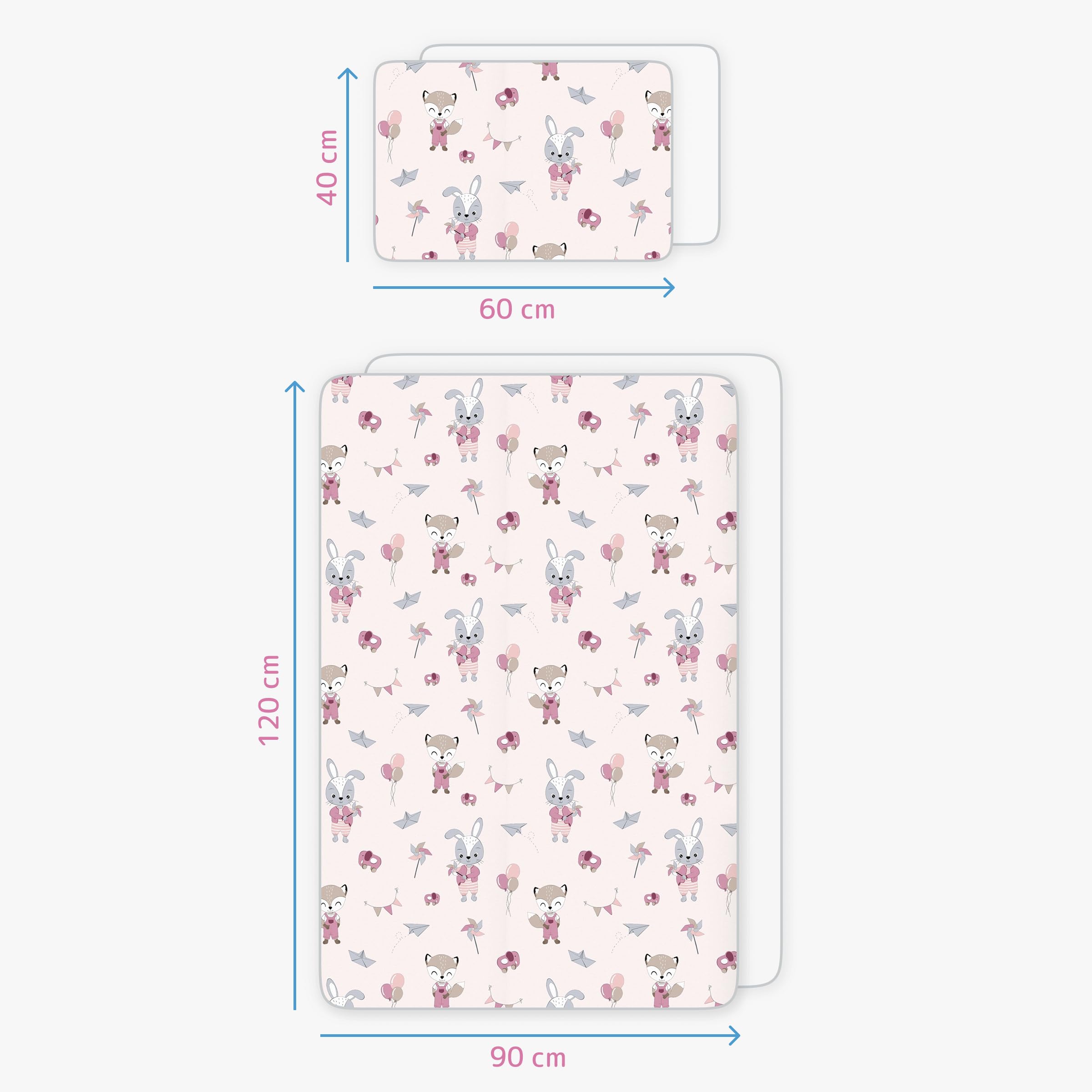Baby Comfort 4 Piece Toddler Kids Cot Bed Set 120x90 cm Duvet Pillow Duvet Cover Pillowcase 12M+ (Foxes and rabbits) — view 4
