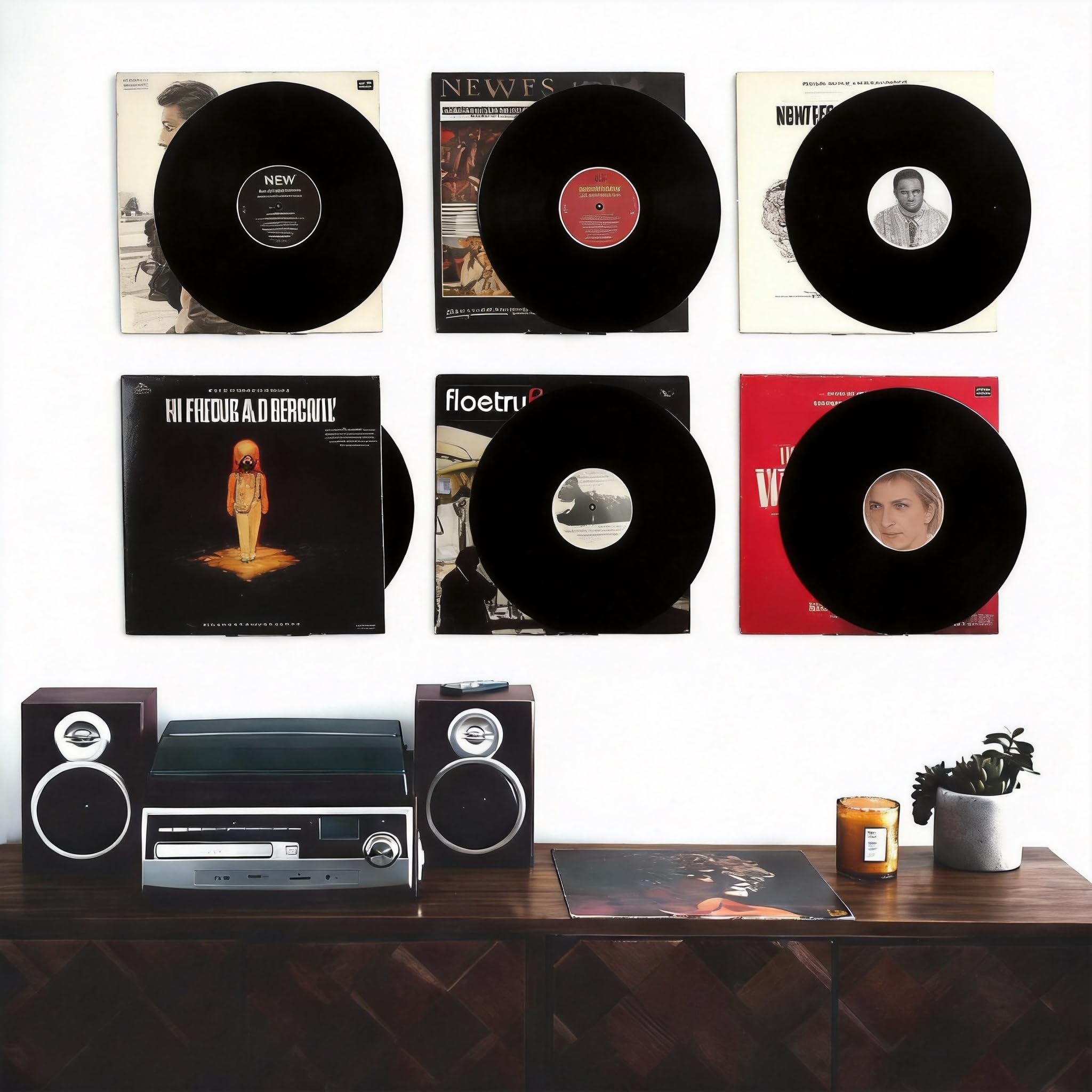 WANLIAN Supporto da parete per mensola in vinile, confezione da 6, per album in acrilico Visualizza il tuo ascolto quotidiano di LP nella decorazione della casa dell'ufficio (Trasparente)