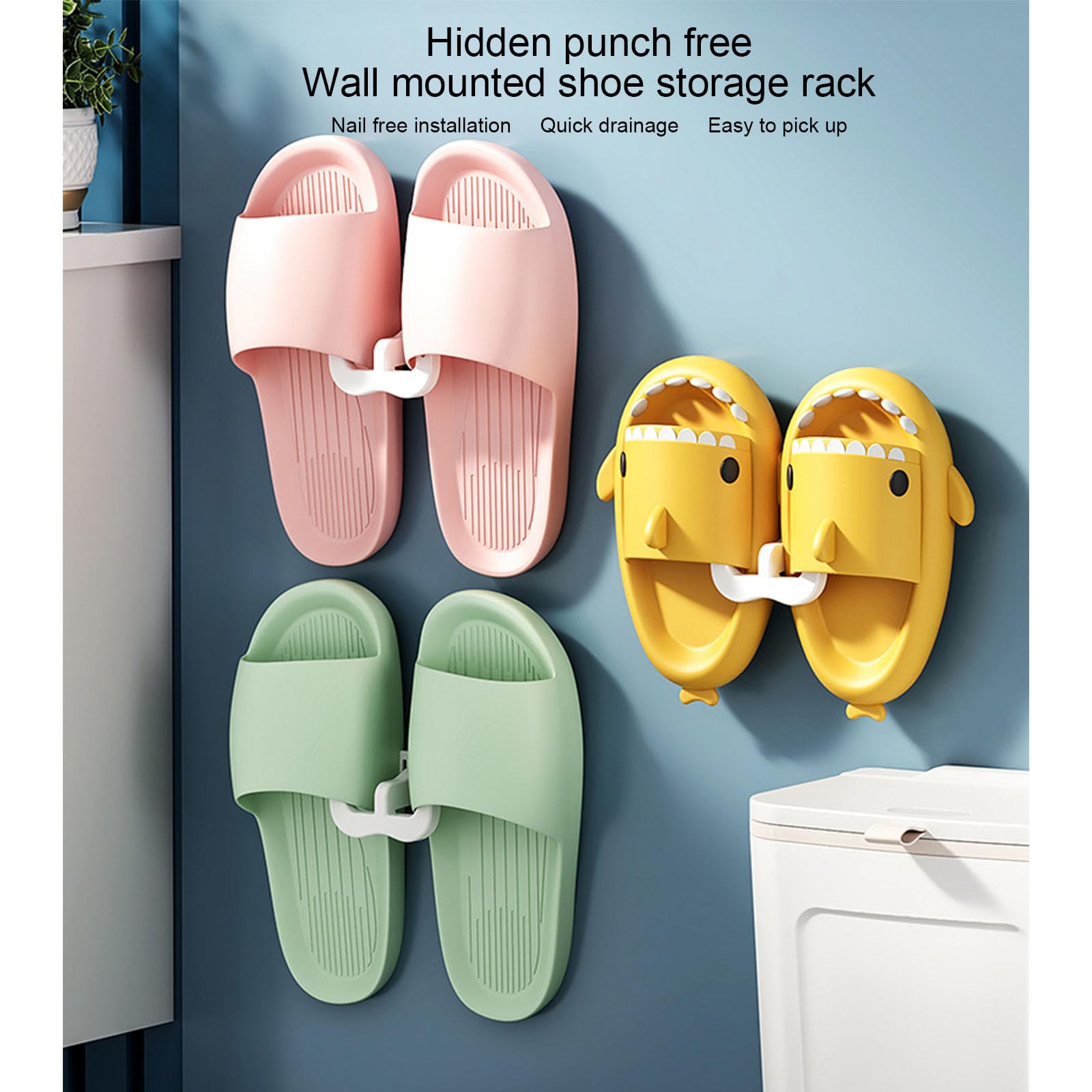 FeiYeup 2/4/6 Stck Schuhe Slipper Halter Aufbewahrung Organizer Hausschuhe  Organizer Wandbehang ohne Bohren Selbstklebendes Schuhregal 6 Stck Slipper  Halter : Amazon.de: Kche, Haushalt & Wohnen