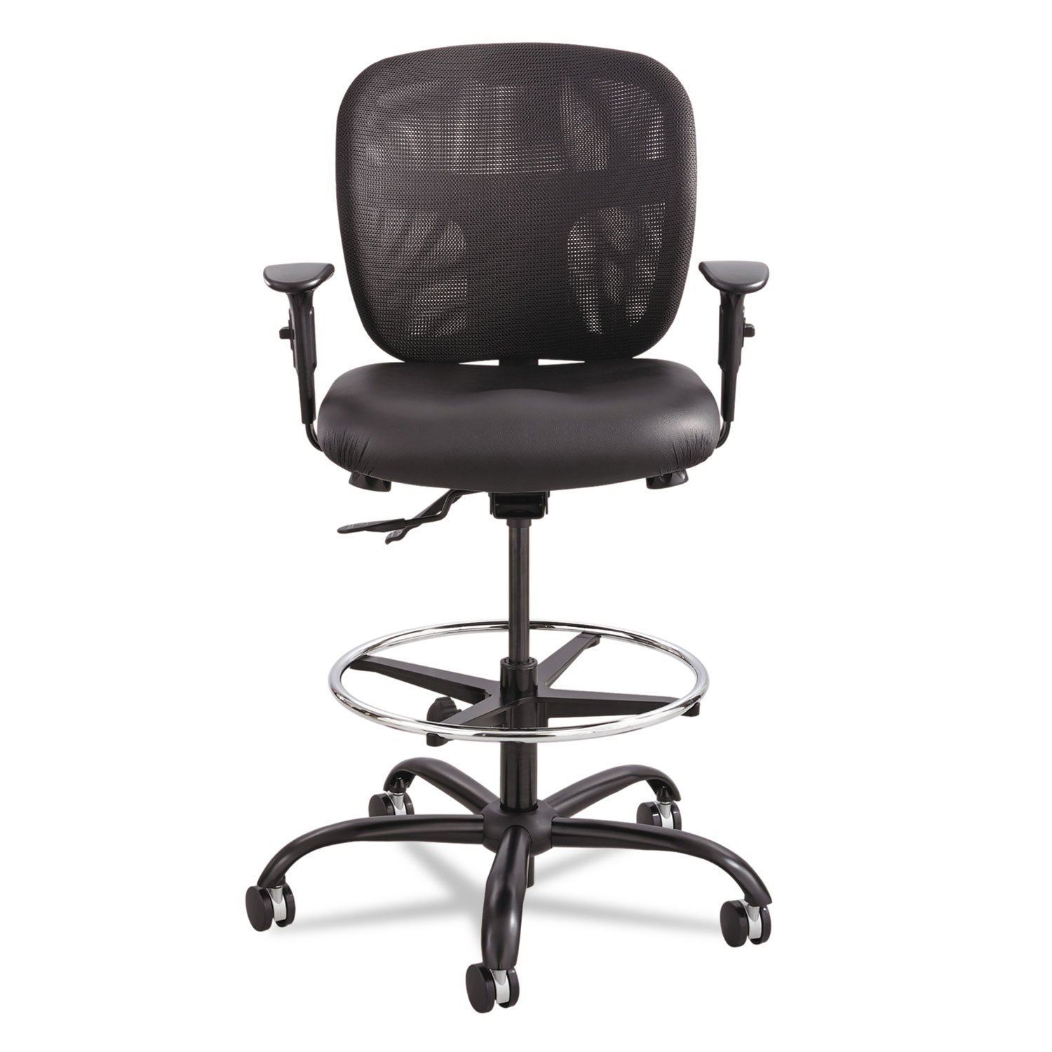 Vue Office Chair, Heavy Duty Stool, 350 lbs Capacity, Ergonomic Mesh Back, 360 Swivel Seat, 5-Star Base, Black