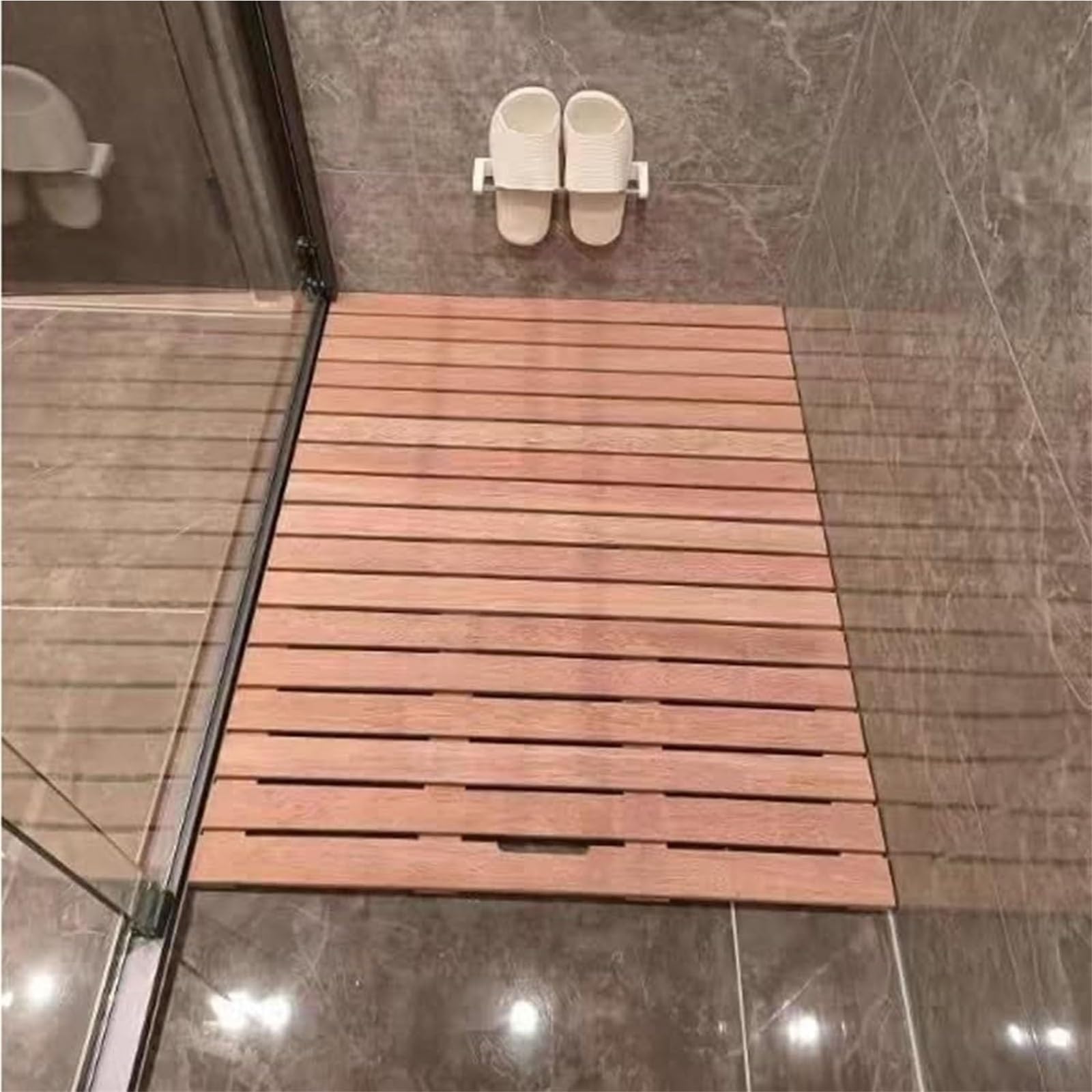 Alfombrilla de baño plegable de madera, protector de ducha para sauna, decoración de baño, antideslizante, ecológico, accesorio para el hogar, resistente al agua, cubierta de suelo
