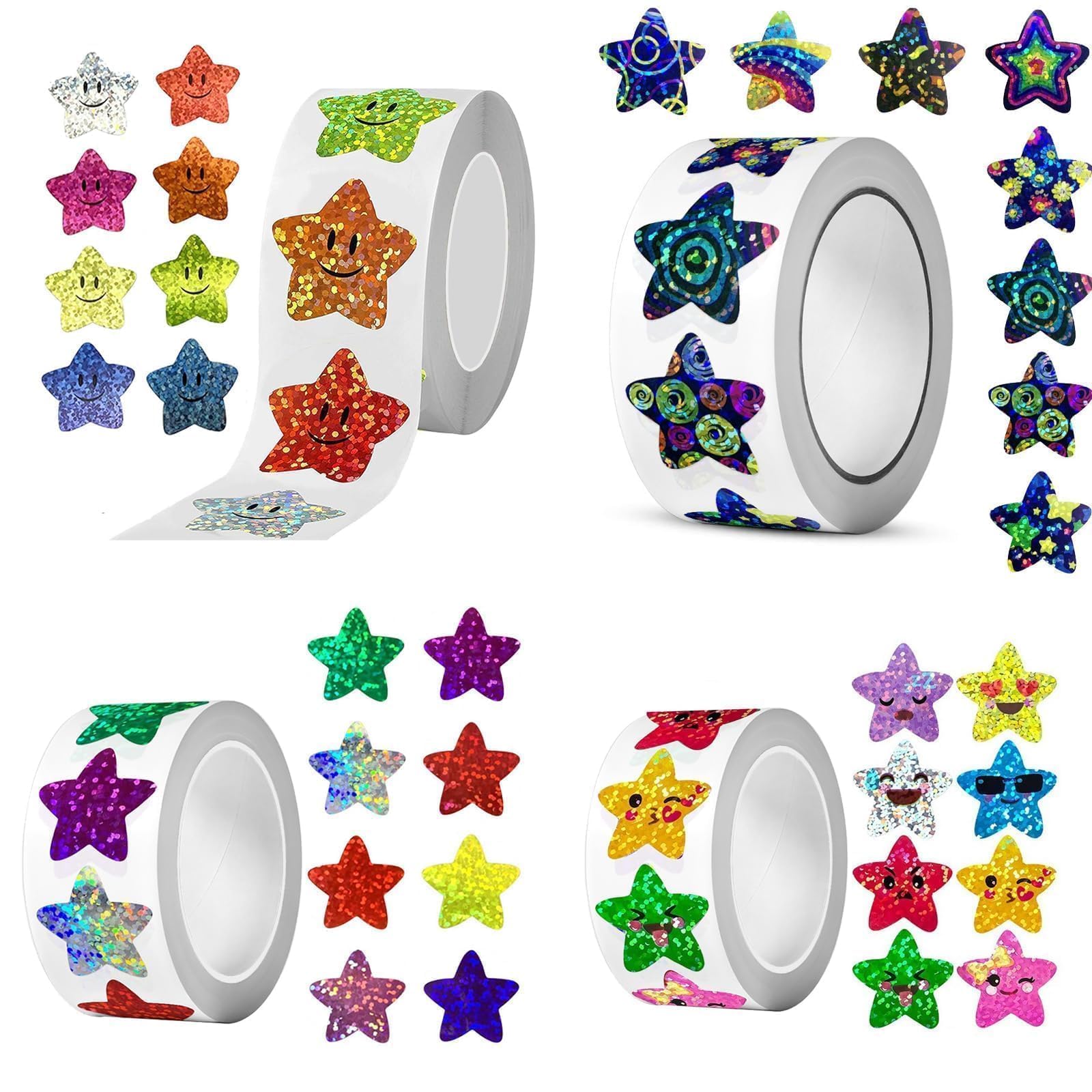 Oonoywoo Color Shiny Star Stickers For Children 2000Pcs Self Adhesive 2.5 Cm Motivational Holographic Star Stickers