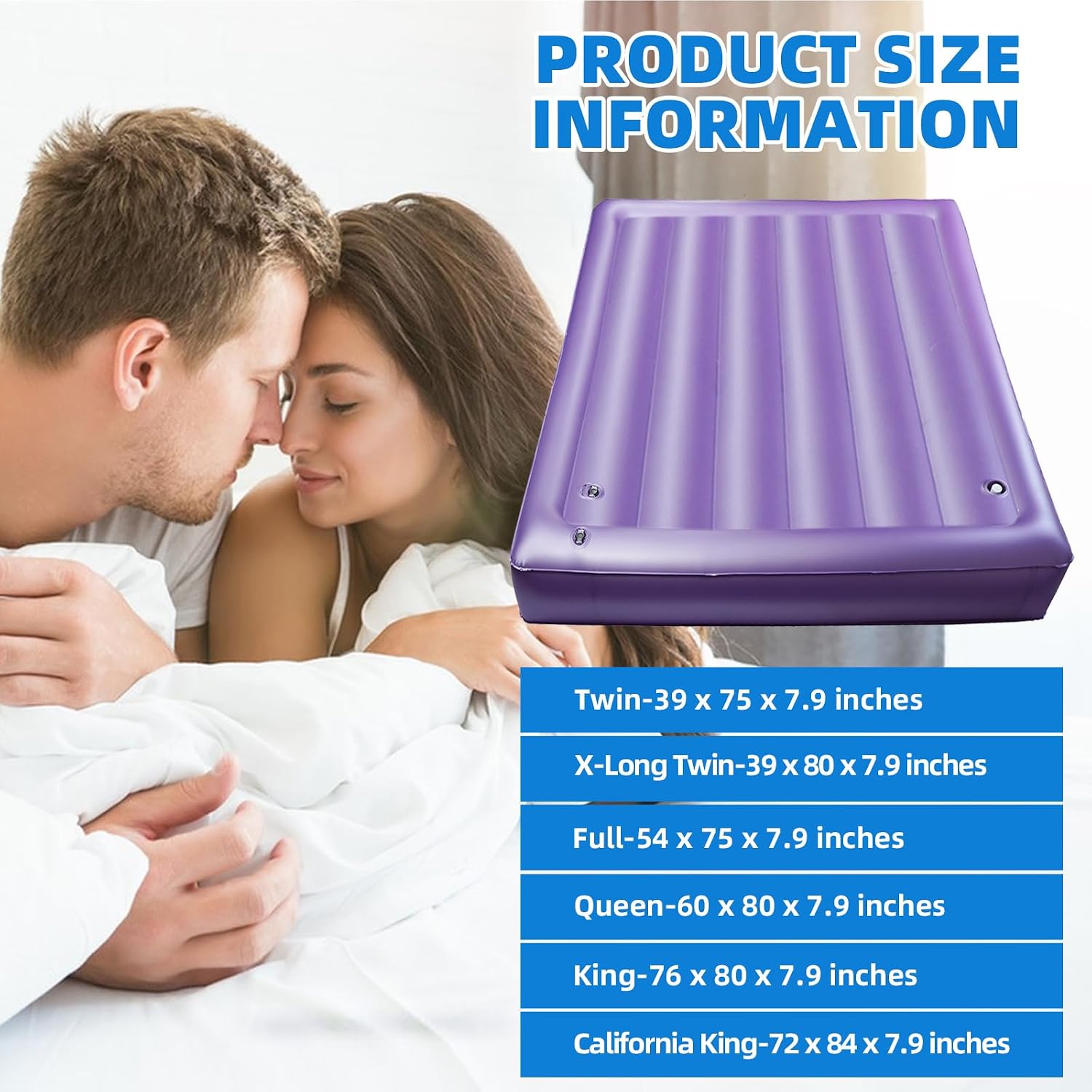 50% Medium Wave Water Mattress, Durable Softside PVC Water Bed with Air Pump Water Pipe & Heater, Comfortable and Foldable, Ergonomic Design (King - 76" x 80")