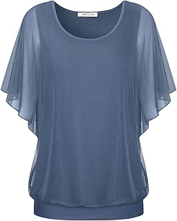 Sponsored Ad - SeSe Code Womens Batwing 3/4 Sleeve Tops Loose Flowy Shirts Casual Mesh Blouses