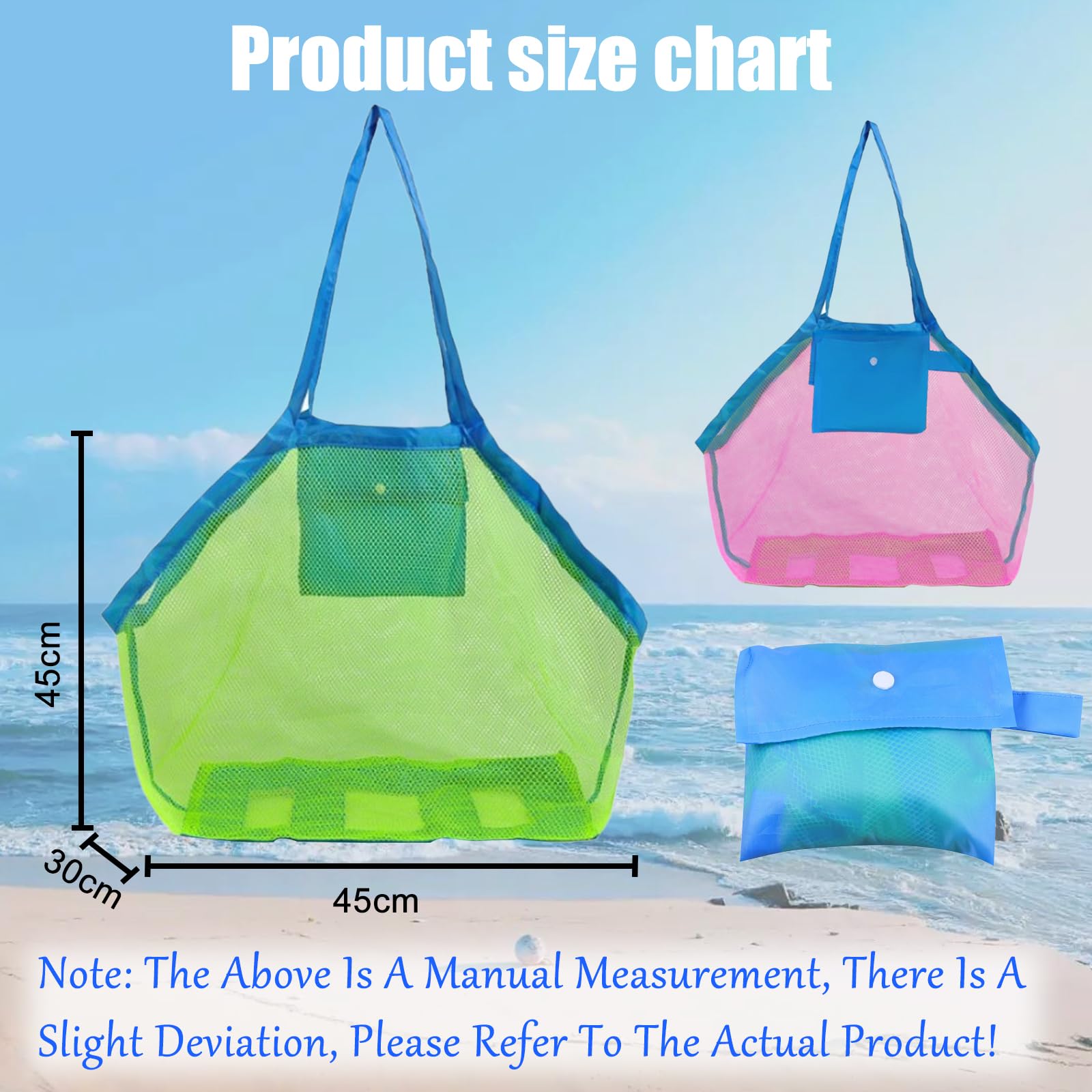 JSTHHTT Bolsa de Malla Plegable Grande para Juguetes y Playa, 2 Piezas