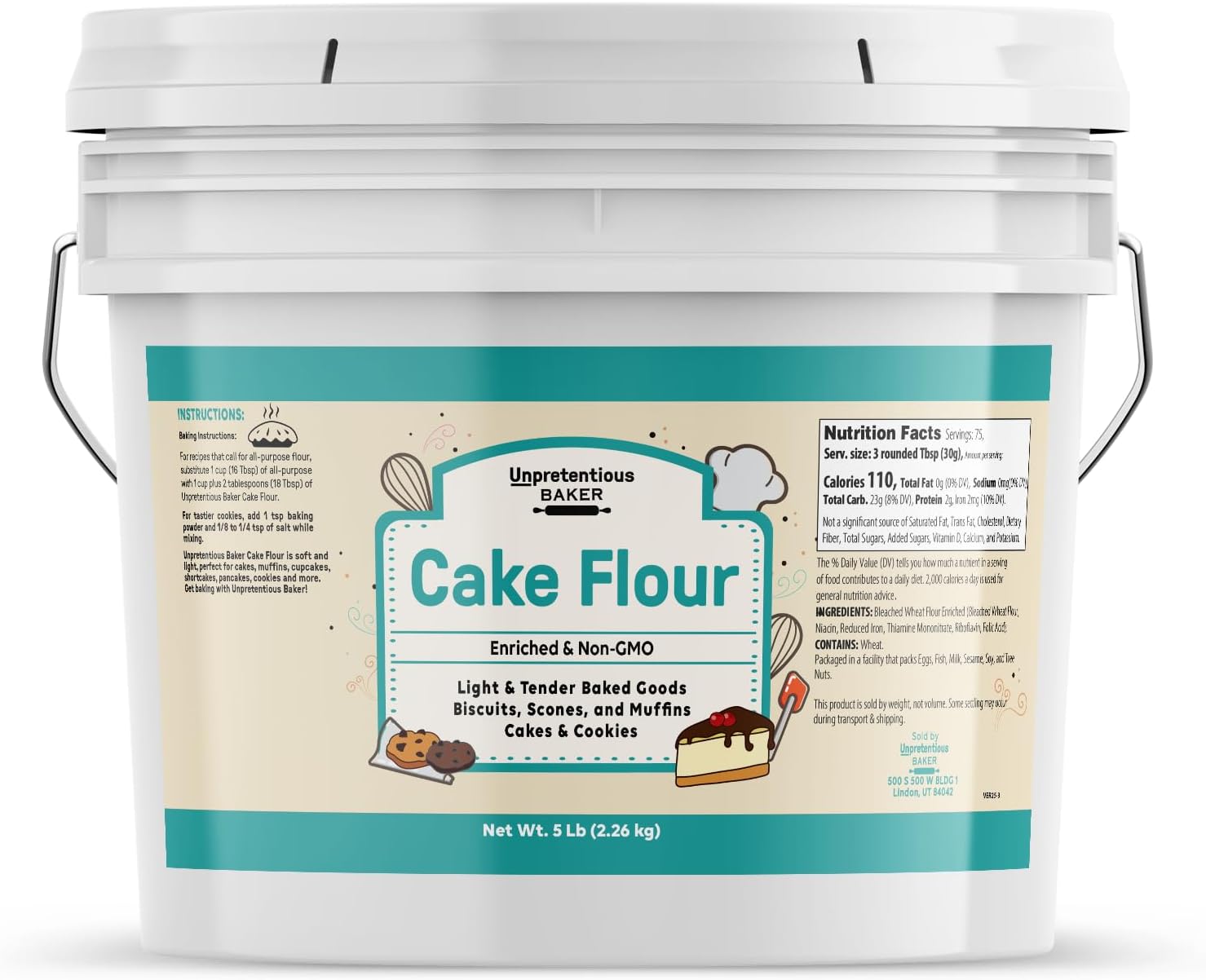 Unpretentious Cake Flour, 1 Gallon, Great For Cakes, Biscuits, Scones, Muffins