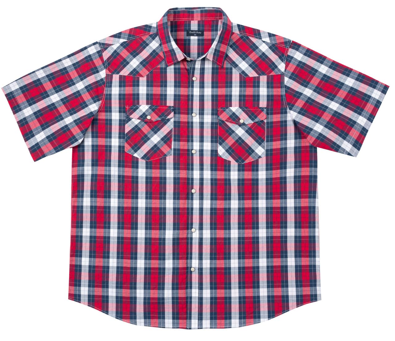Big and Tall Western Pearl Snap Shirts for Men Cotton Short Sleeve Cowboy Plaid Casual Relaxed Fit XXL-6XL Tall