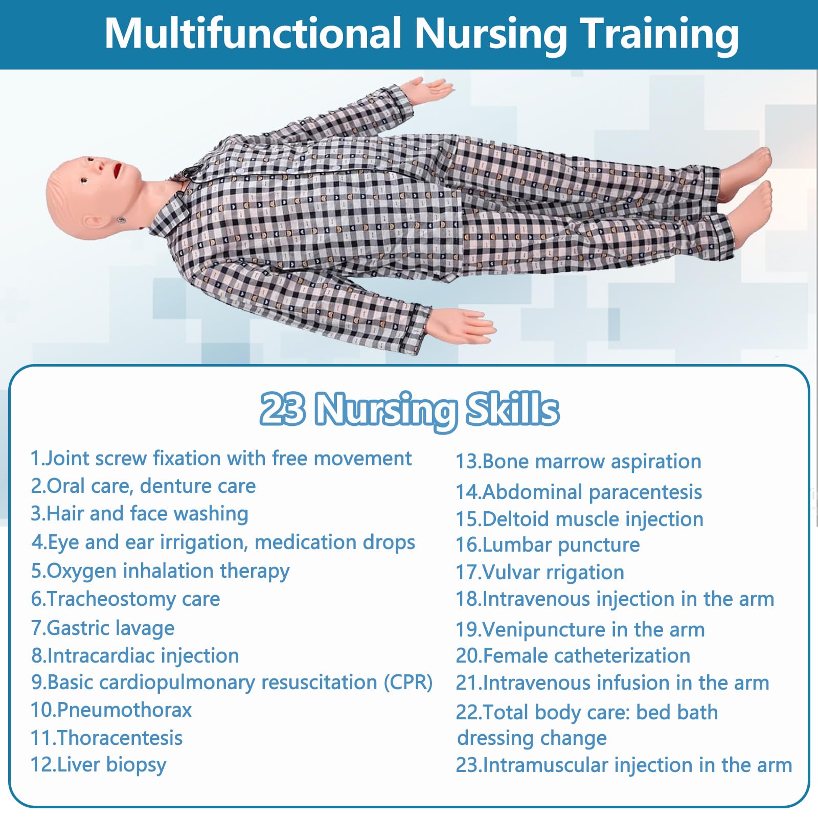Multifunktionale Fortgeschrittenes Pflegepuppe, Anatomisches Menschenmodell Lebensgroßes Krankenpflegepuppe Krankenpflegeausbildung Unterricht Medizinischer Patientenversorgung Simulator