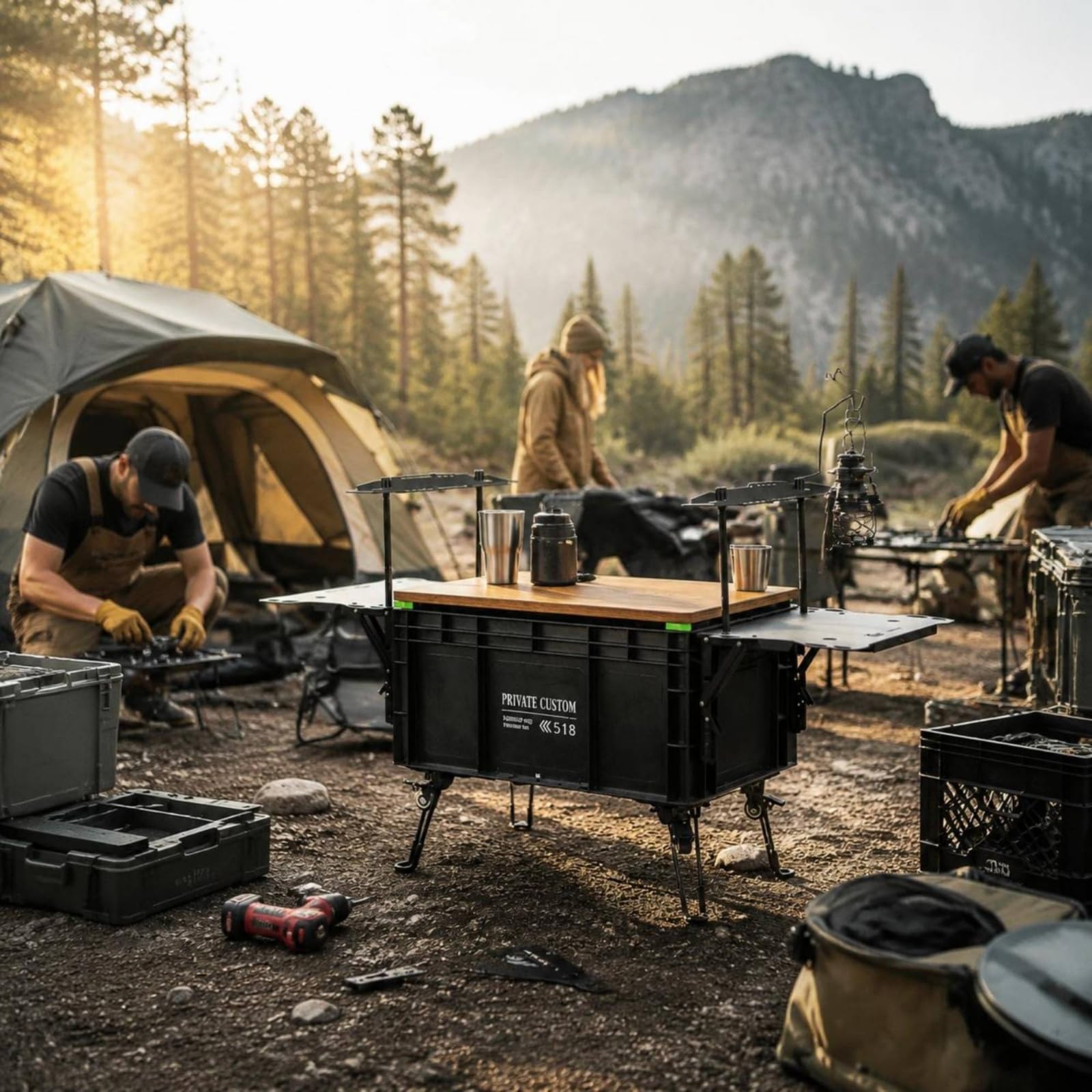Contenitore da Campeggio con Accessori Portatile Contenitore Pieghevole da Viaggio Leggero Scatola Impilabile Multiuso per Campeggiatori, All'aperto, Giallo Zenzero
