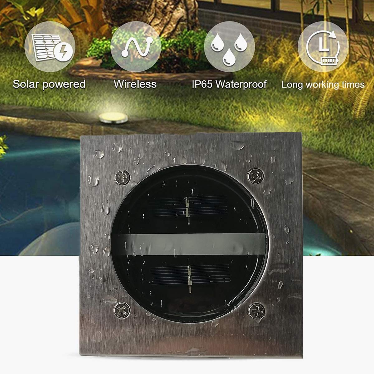 TOSHIN 8er-Set Solar Bodenleuchten Garten 3 LED Solarleuchten Solarlampe Dekoration Lichter IP65 Wasserdichtes Gartenleuchte für Draussen Garten und Terrasse (Eckig, Kaltweiss)