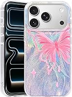 Vista 15 de I-MGAE-IN-AR - Funda compacta para iPhone 16 Pro Max con diseño de mariposa plateada brillante, a la moda, suave, delgada, de poliuretano