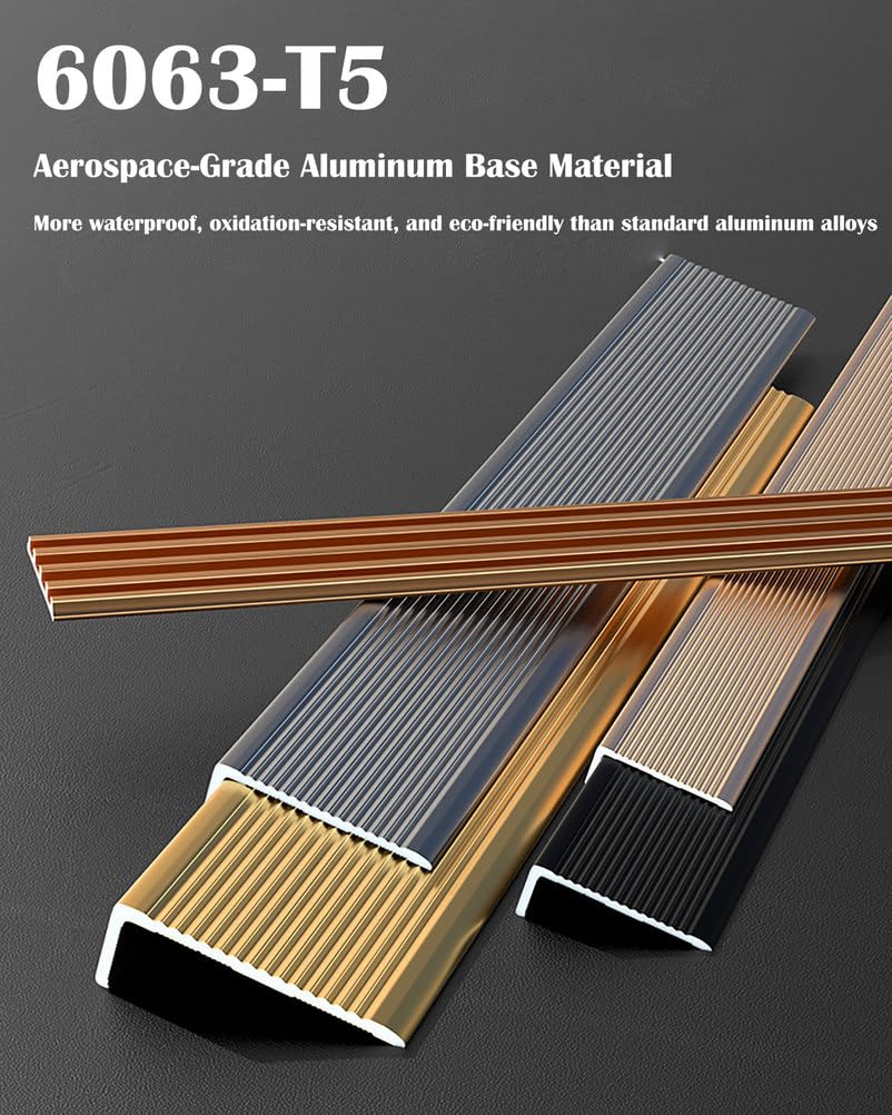 COYOUCO 5 Unidades Perfil escalón Antideslizante Aluminio Forma L 90 cm 40x20mm – Protector Borde Escalera Interior Exterior,Rose Gold 2mm Thick