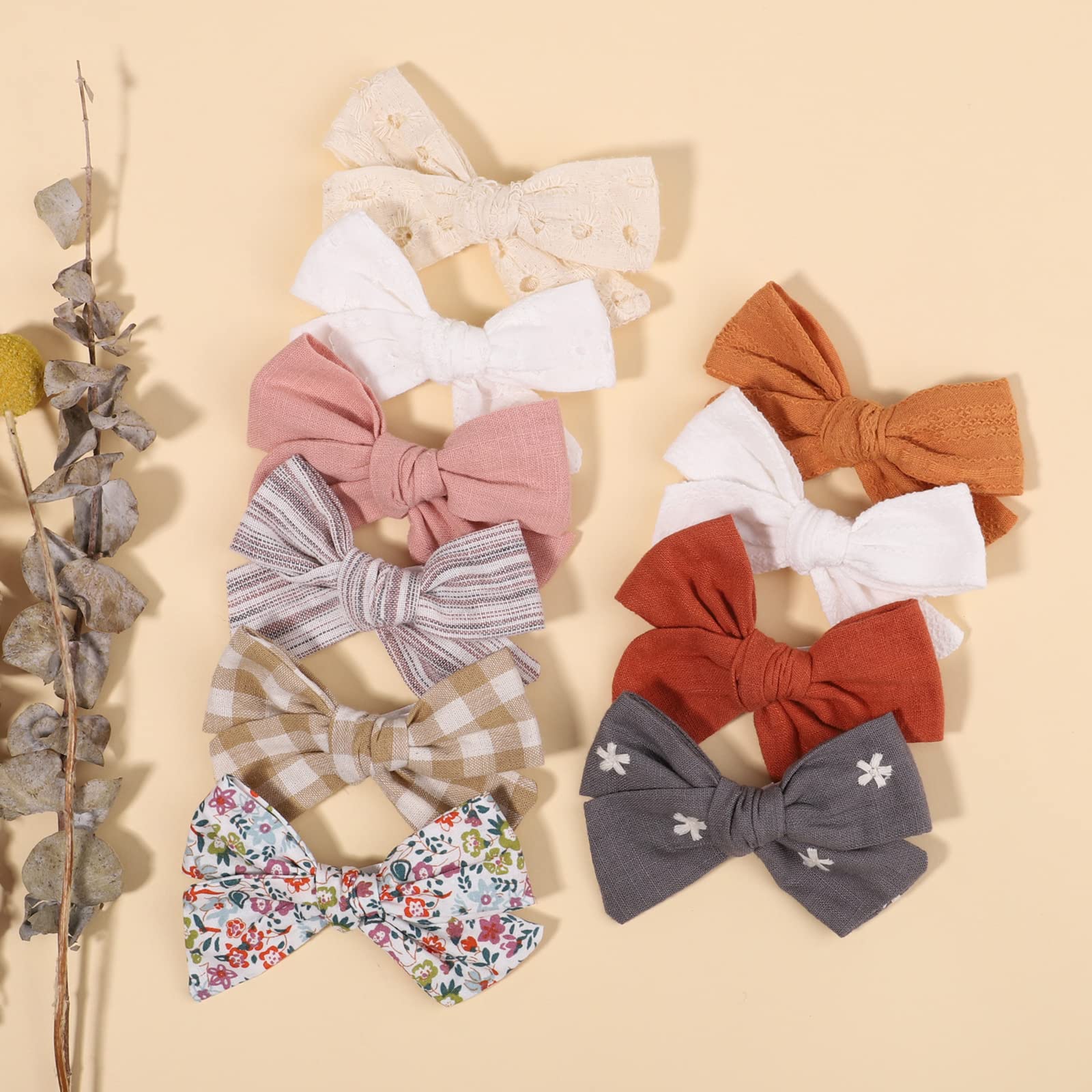 20pcs 3,6 pouces pince à cheveux en lin pour bébé fille 10 couleurs entièrement doublée accessoires pince à cheveux bébé bambin paire