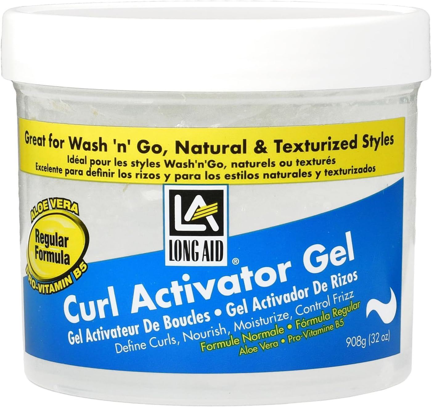 Long-Aid Activator Gel - Enriched with Aloe Vera, Protein, and Vitamin B Complex - Brings Essential Moisture to Strands - Defines Your Natural Curls - Regular - 32 oz