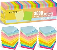 Vista 1 de SACATR 30 Pads Sticky Notes, Sticky Note Pads 3x3 inches, 10 Bright Color Sticky Notes,Self-Stick Note Pads, Perfect for Office Home School(100
