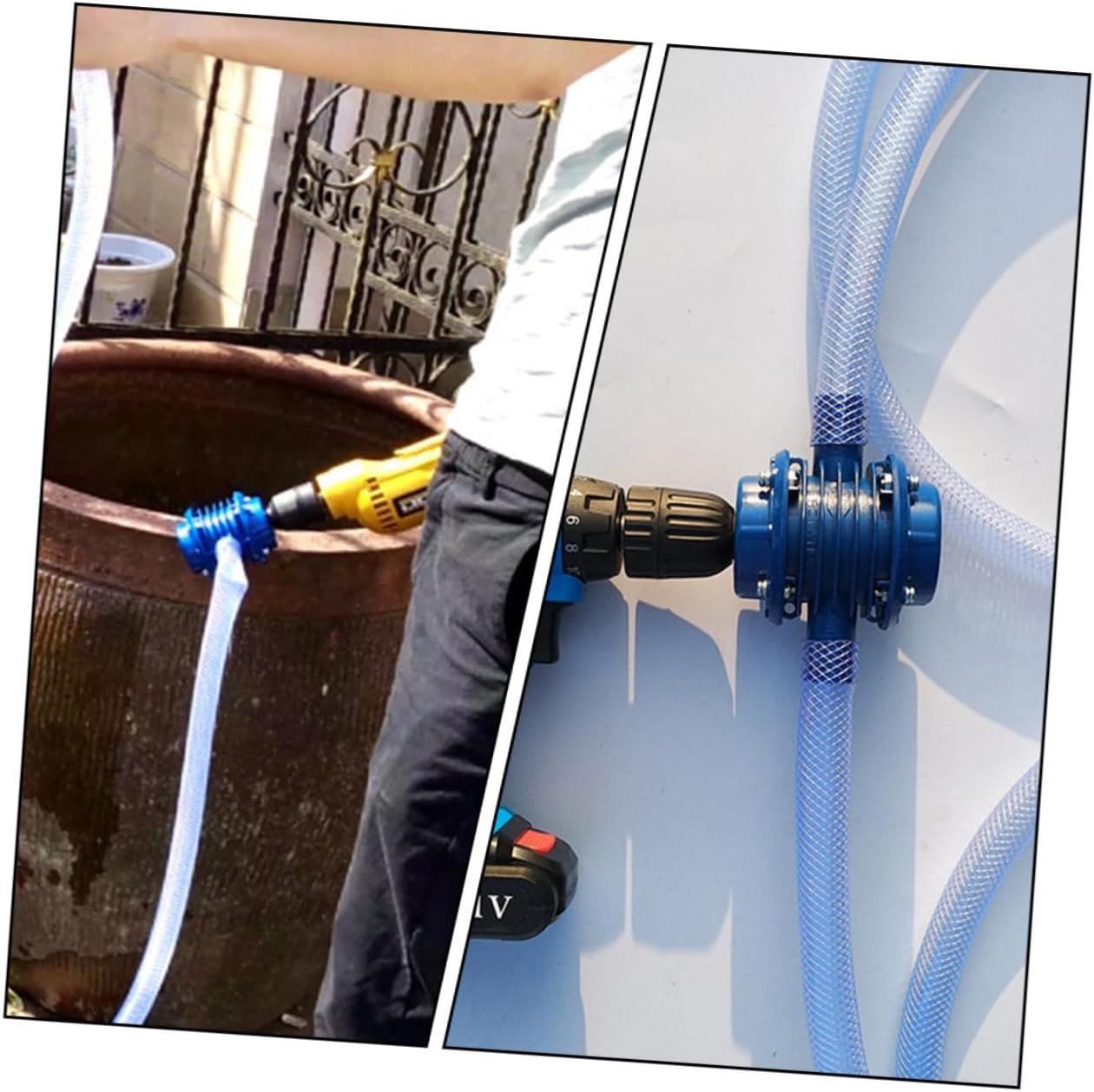 Mini Self-priming Water Pump for Hand Drill, Plastic Household Utility Pump for Aquarium Circulation and Pond Water Transfer, Blue Compact Design