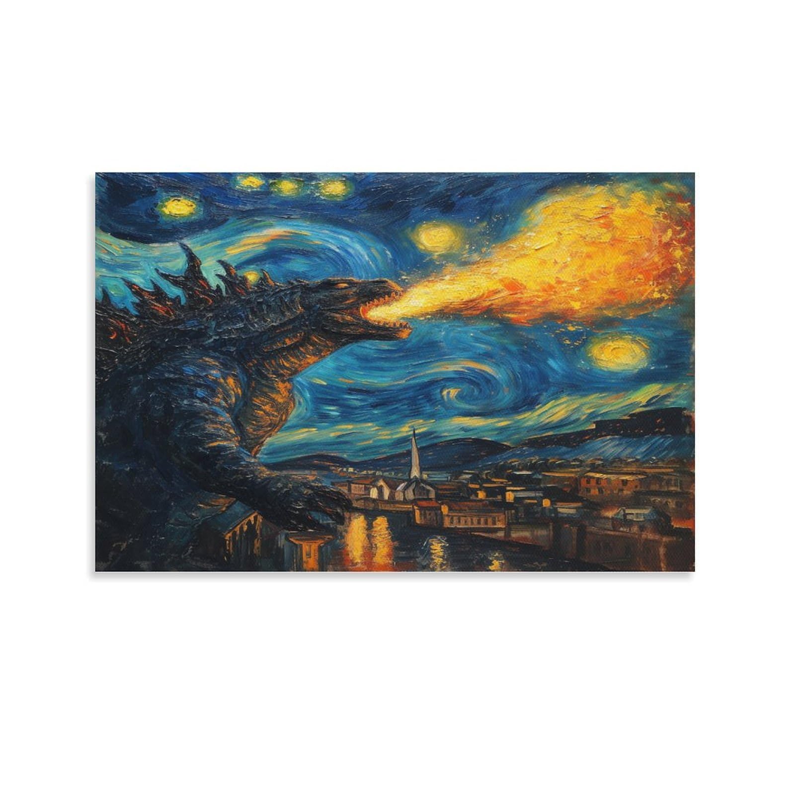 Mjczegdcr Godzilla Print, Canvas Prints, Framed Wall Art For Bedroom & Living Room, Modern Home Decor Print For Special Occasions 20X30inch(50X75cm)