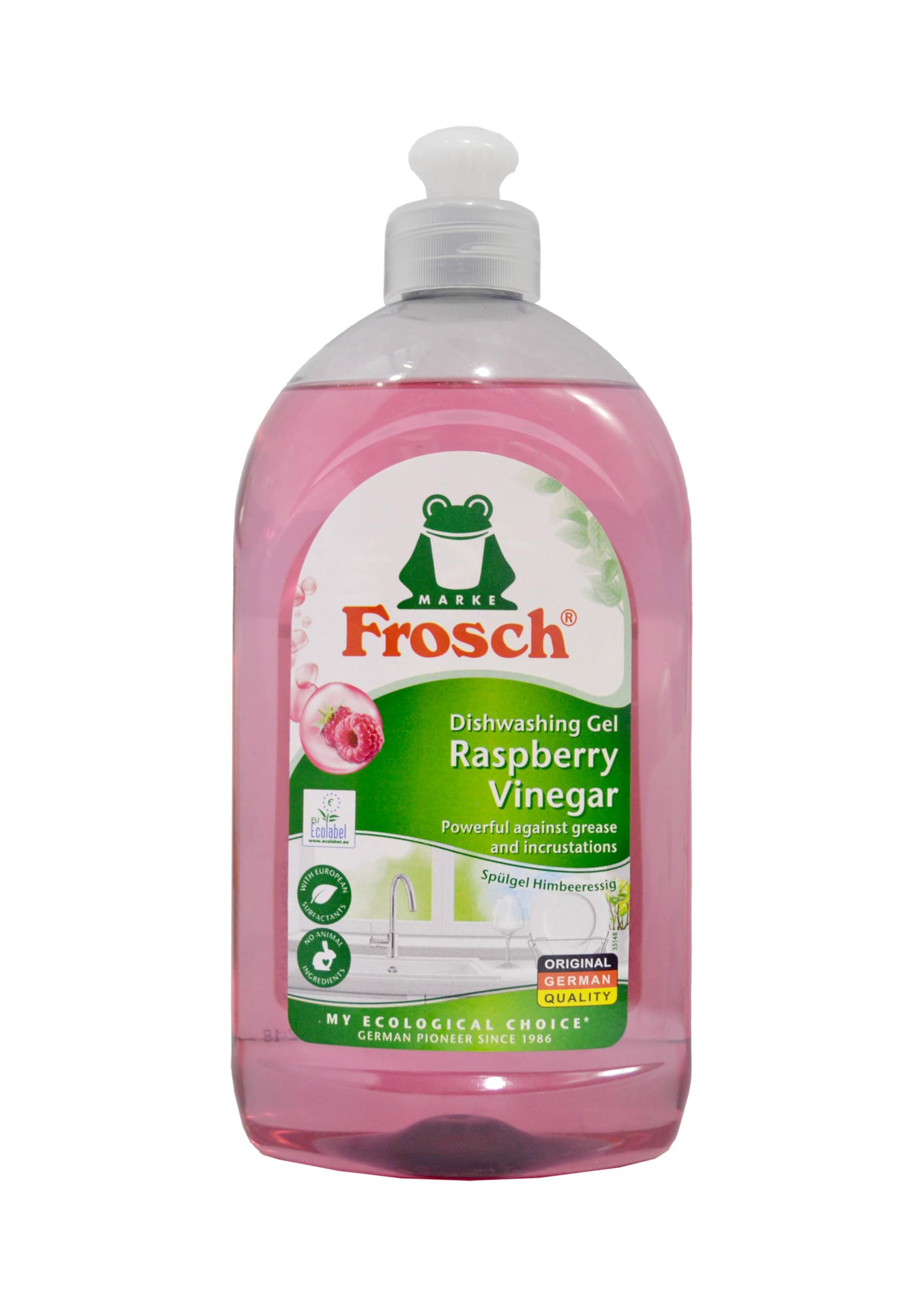 Frosch Dishwashing Gel Raspberry 500ml - Effective Grease Removal, Gentle on Hands, Eco-Friendly Cleaning