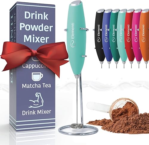 Elementi Espumador de leche eléctrico de mano Matcha batidor verde menta espumador de leche eléctrico para espumador de café mezclador de mano
