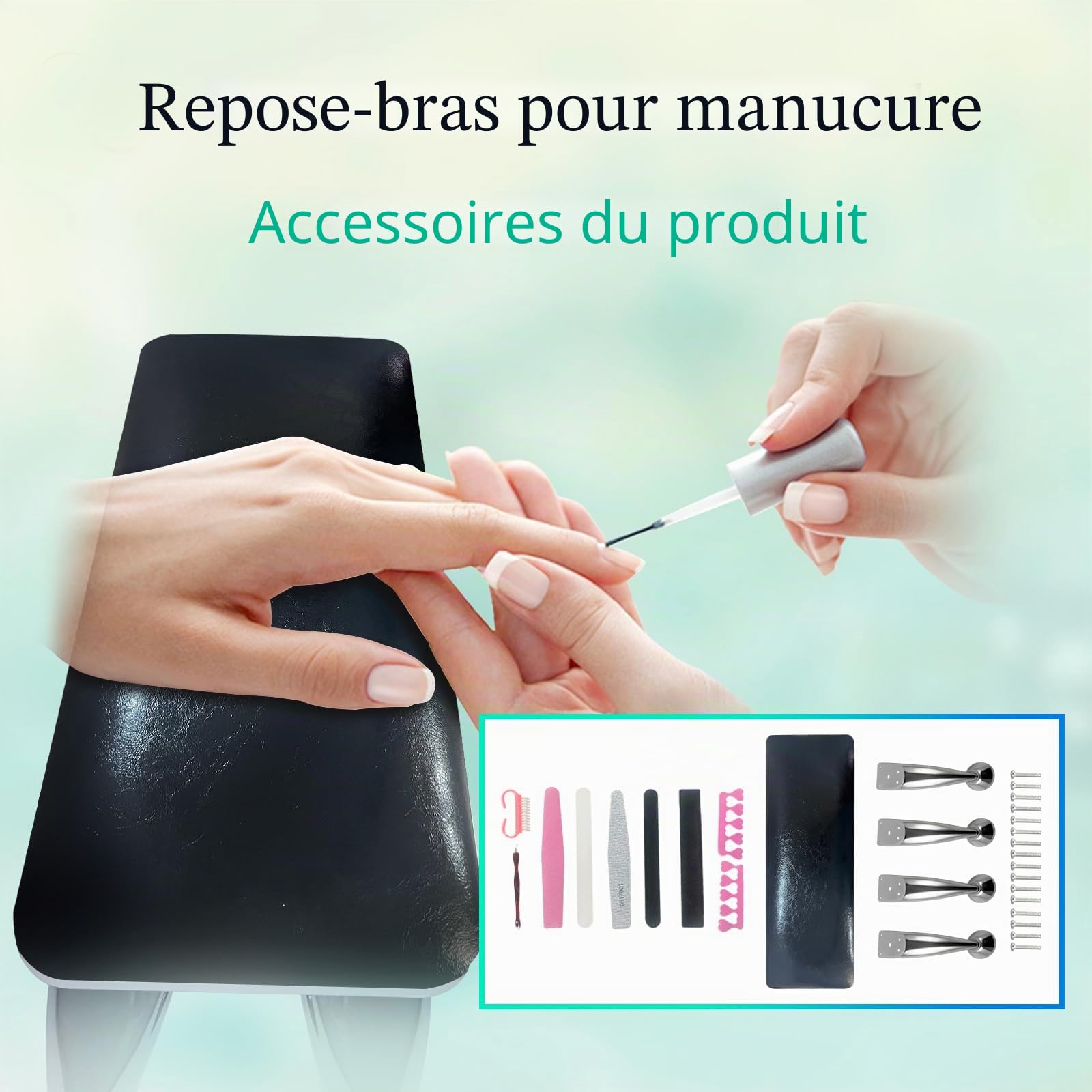 Coussin pour ongles - Repose-bras en cuir - Pour salon de manucure - Noir
