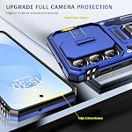 for Samsung Galaxy S25 Case with Slide Camera Cover for Samsung S25 Case with Kickstand Ring, Military Grade Shockproof Protective Case for Galaxy S25 (Blue)