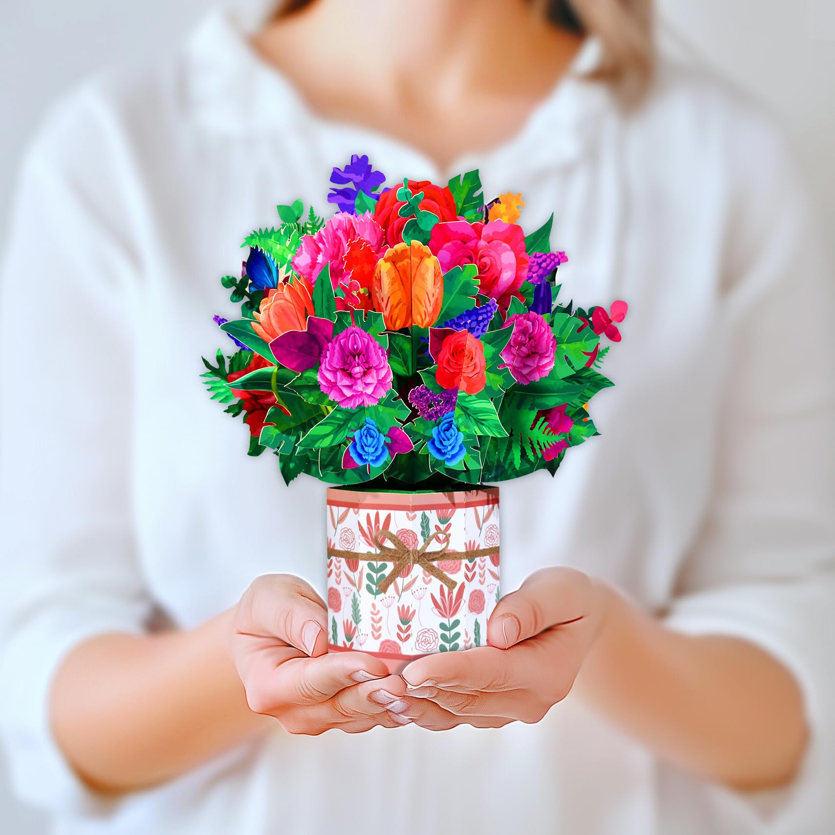 GREETING ART Biglietto Pop-up 3D Con Tulipani Rosa - Con Busta Per San Valentino, Festa Della Mamma