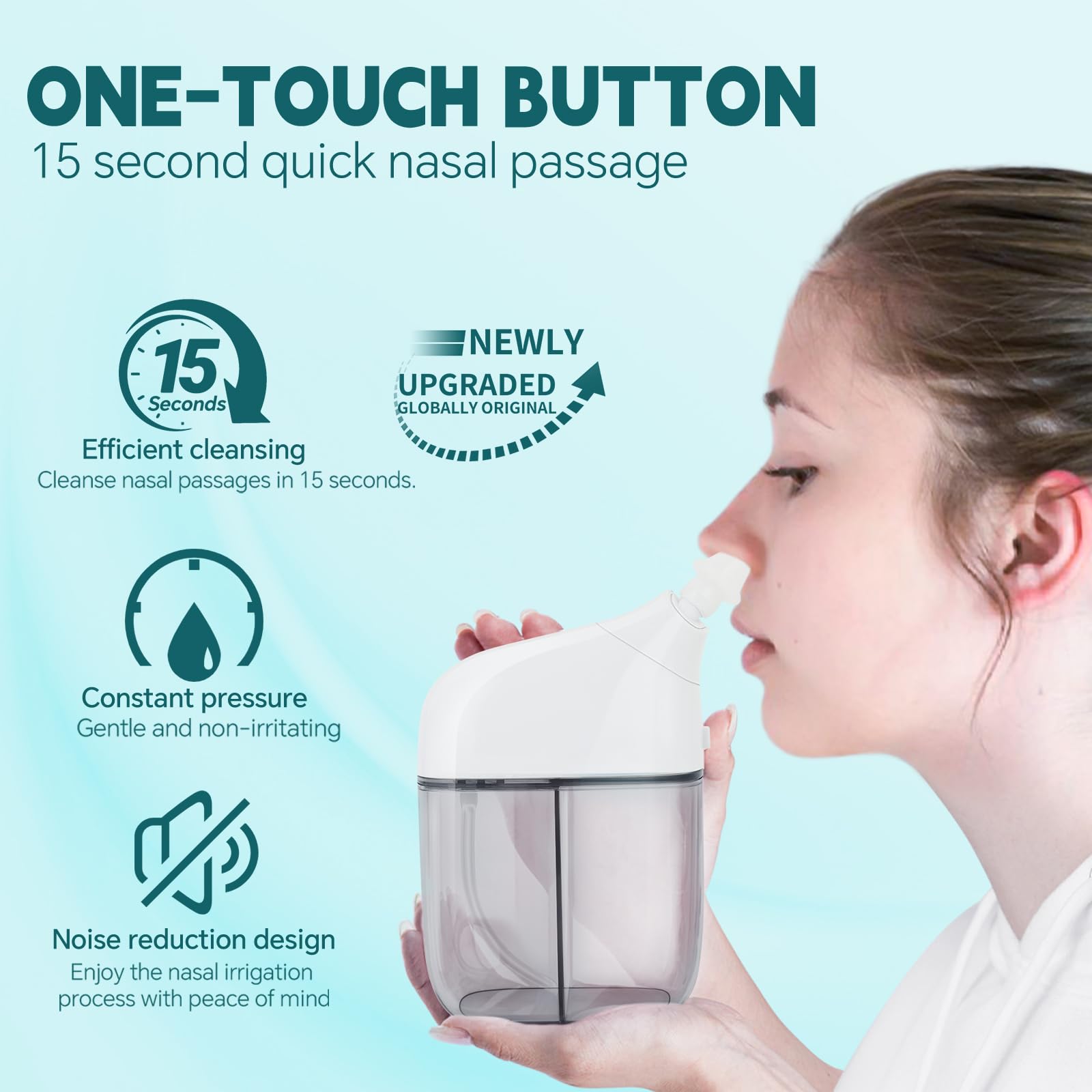 Sistema de riego nasal, cuidado nasal, máquina de enjuague sinusal, máquina de enjuague nasal, limpiador nasal con función de recolección automática de residuos para sinusitis, secreción nasal,