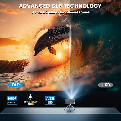 Miniatura 8 de Tiempo de reproducción de 3 horas ultra mini proyector de bolsillo Pico con altavoz de batería recargable y tirpod, soporte 1080P portátil