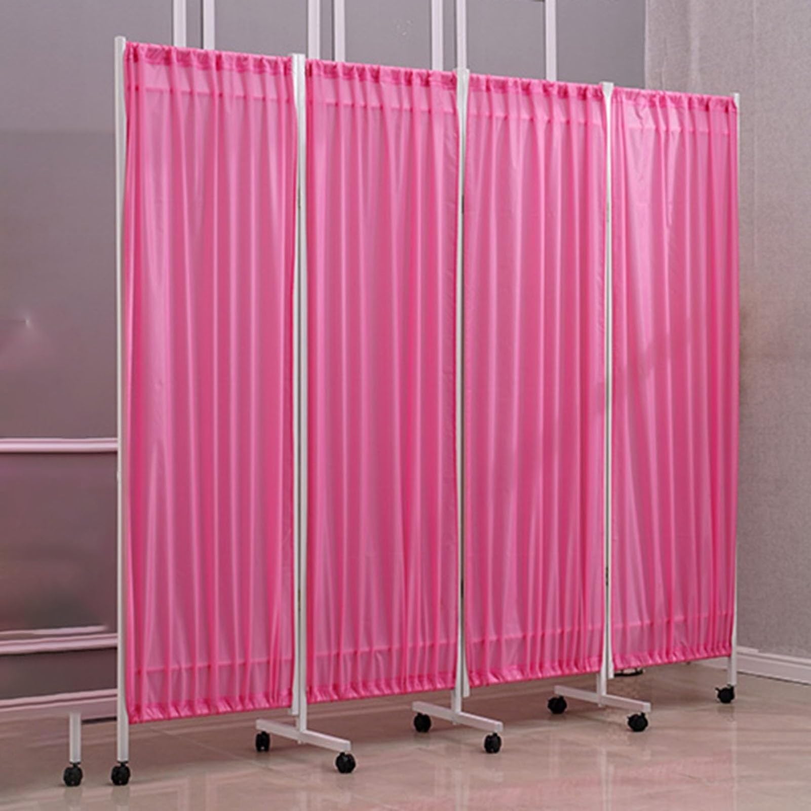 Paravent médical mobile pliable à 4 panneaux avec roulettes pour cabinet et urgences