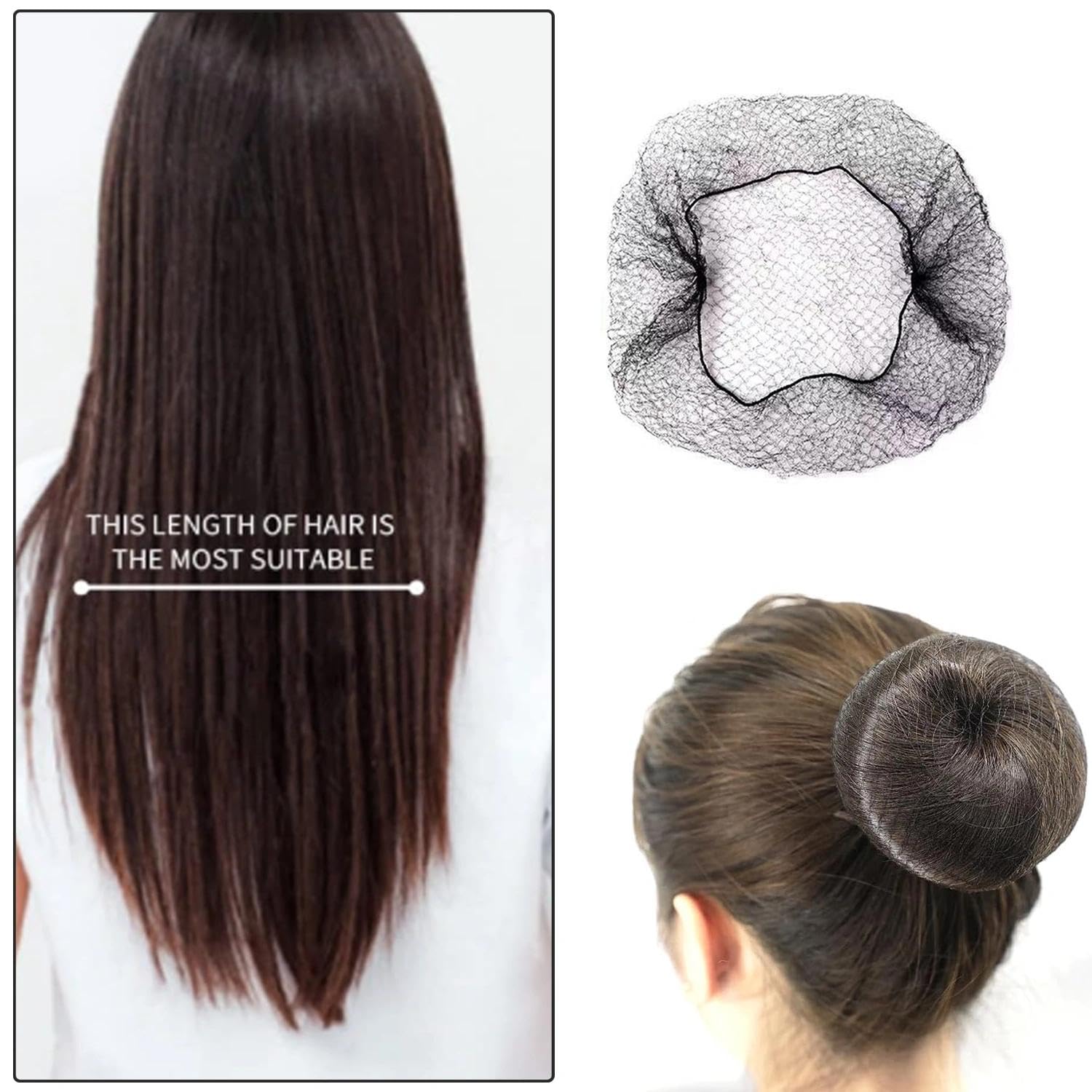 Retina Capelli Invisibile 40 Pezzi, Retina Elastica Capelli Donna per Chignon e Styling Professionale (Nero)
