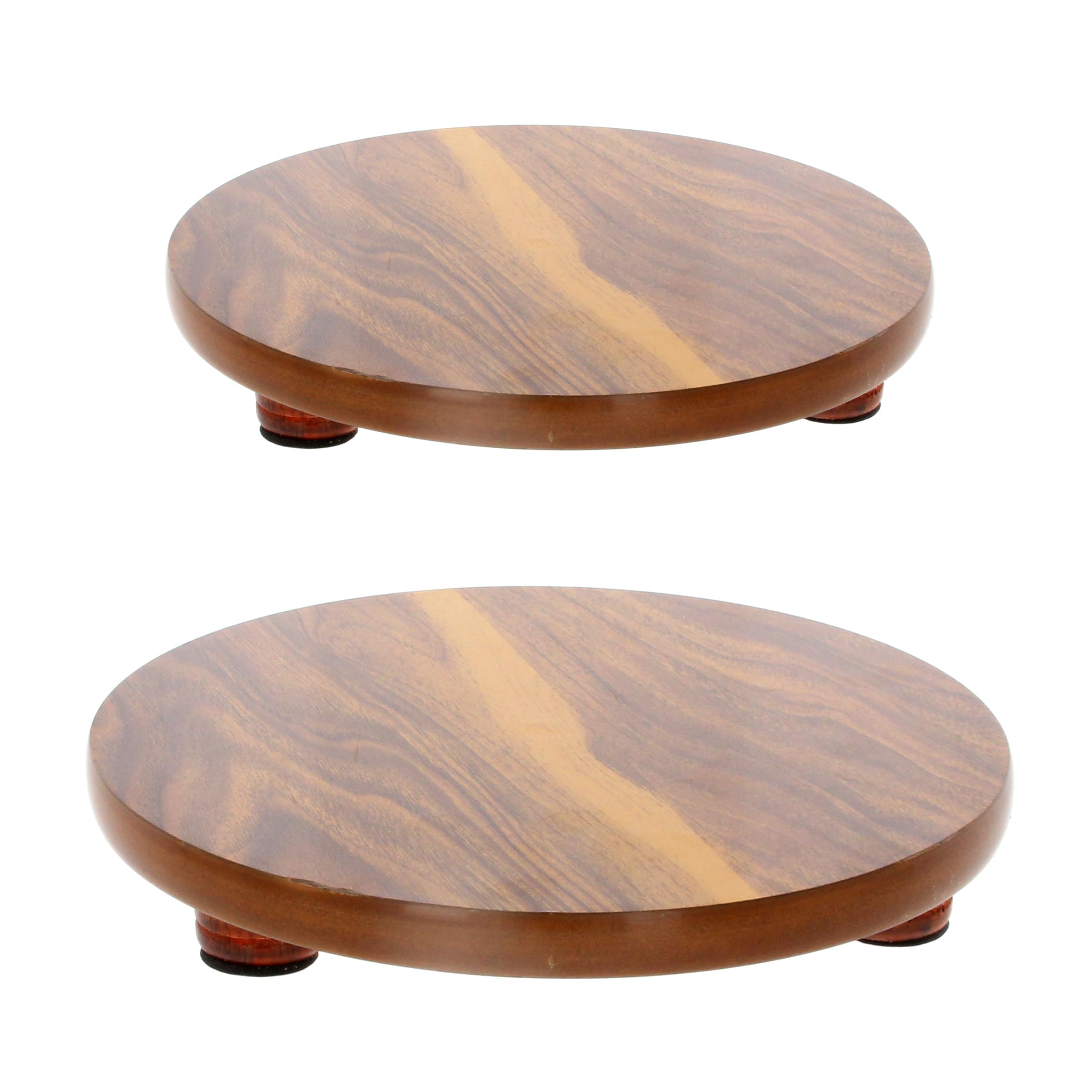 Wooden Chapati Board Chakla for Roti Rolling, Round Wooden Board with Non-Slip Legs, Kitchen Board for Chapati, Paratha, Puri & Pizza Dough (26cm)