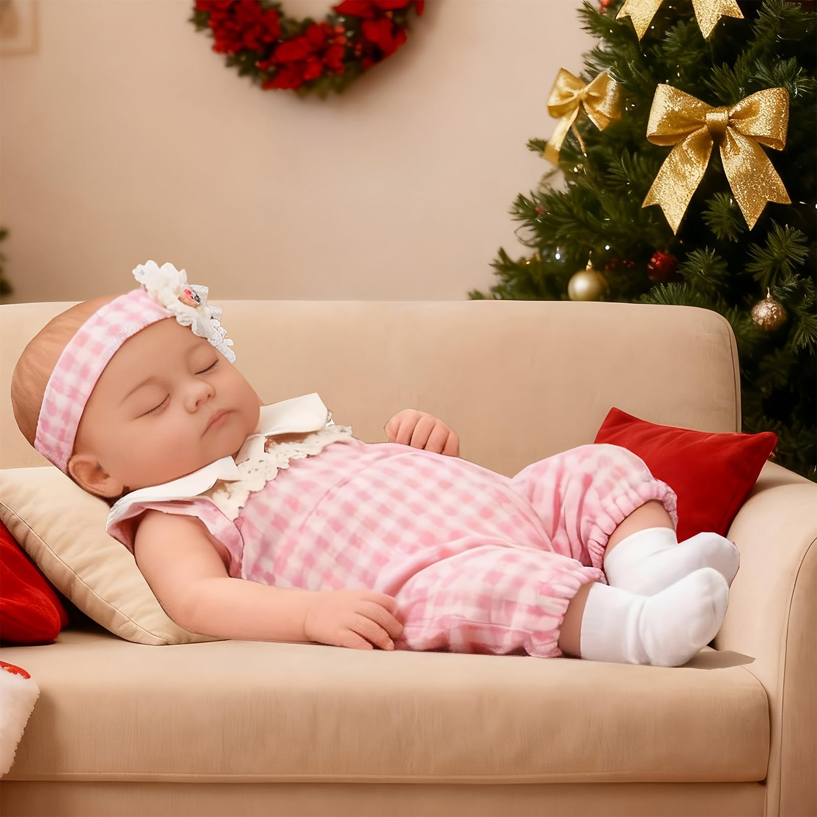 JRLCGYP 10" Realistic Baby Girl Doll with 2 Clothes, Silicone Vinyl Reborn Baby Dolls, Real Life Soft Body Newborn Doll, Lifelike Sleeping Baby Gift Set for Kids Age 3+