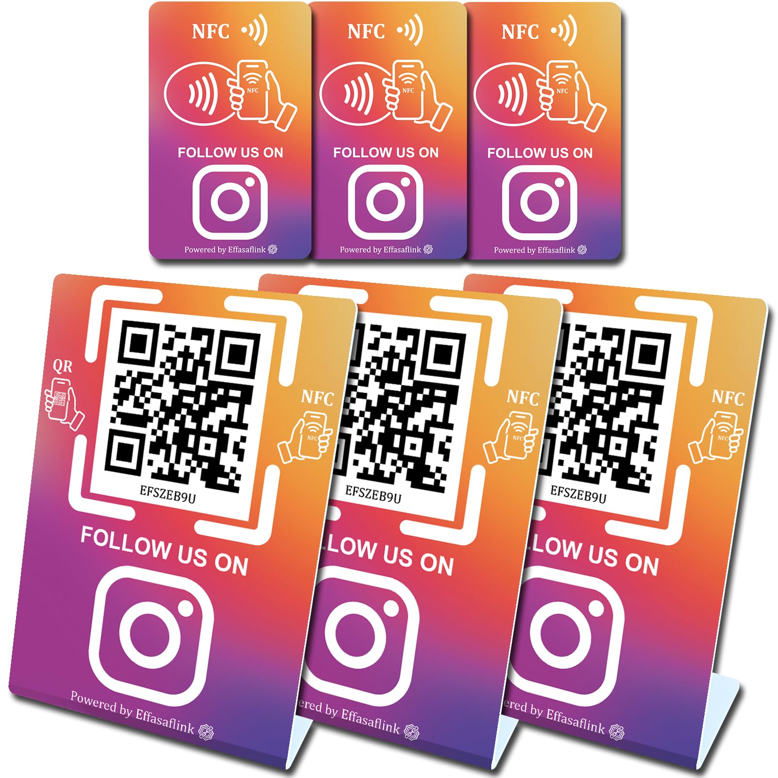 Social Media Stand with NFC & QR Code Sign - Easy and Fast Access to Social Media Page for Customers - Gain More Followers, Simple Setup, No Monthly Fees, For All Businesses, Compatible with Instagram