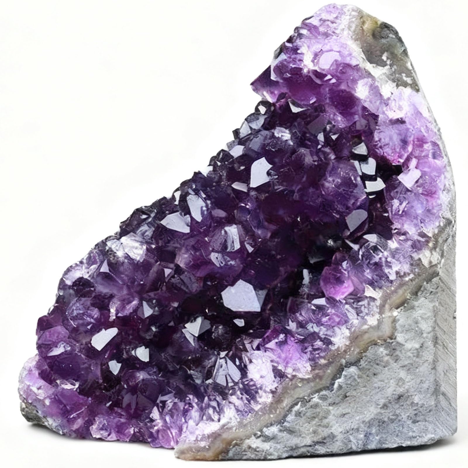Amatista geoda de coleccion con cristales purpuras autenticos y roca real de alta densidad