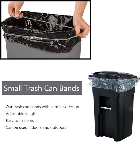 Miniatura 4 de Juego de 8 bandas de basura ajustables para botes de basura de 8 a 33 galones, bandas de goma elásticas grandes multifuncionales para fiestas en
