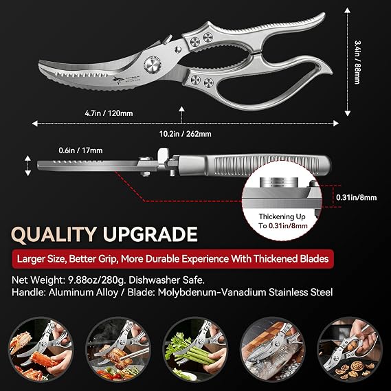 MAD SHARK Heavy Duty Poultry Shears,Spring Loaded Kitchen Shears,Dishwasher