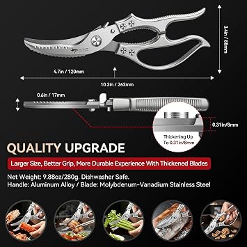 MAD SHARK Heavy Duty Poultry Shears,Spring Loaded Kitchen Shears,Dishwasher