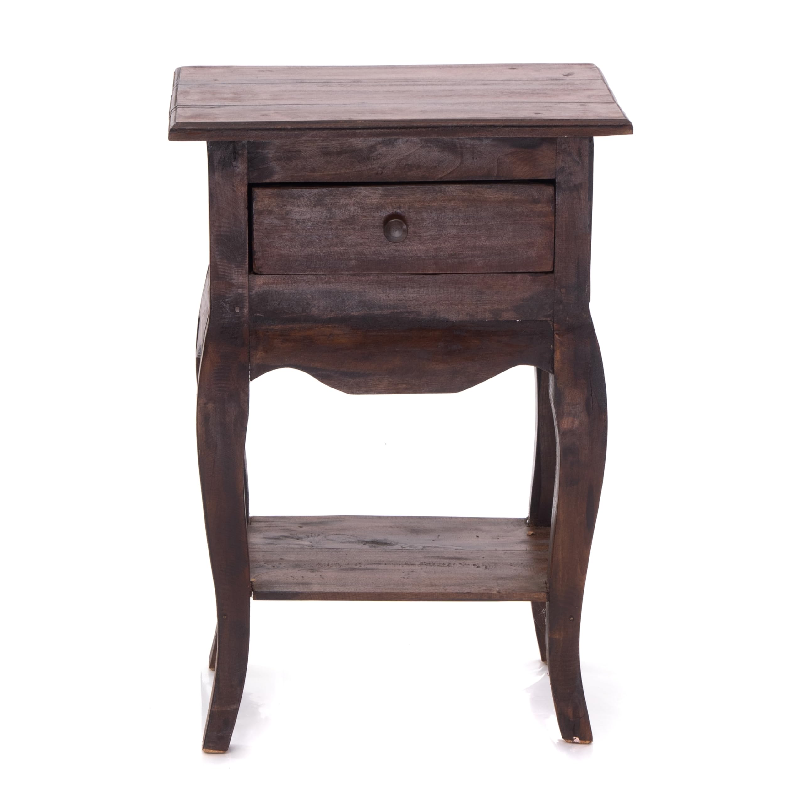 DESIGN DELIGHTS Vintage TELEFONTISCH Napoleon | 64x45x34cm (HxBxT), Altholz | Beistelltisch mit Schublade | Farbe: 02 Hellbraun