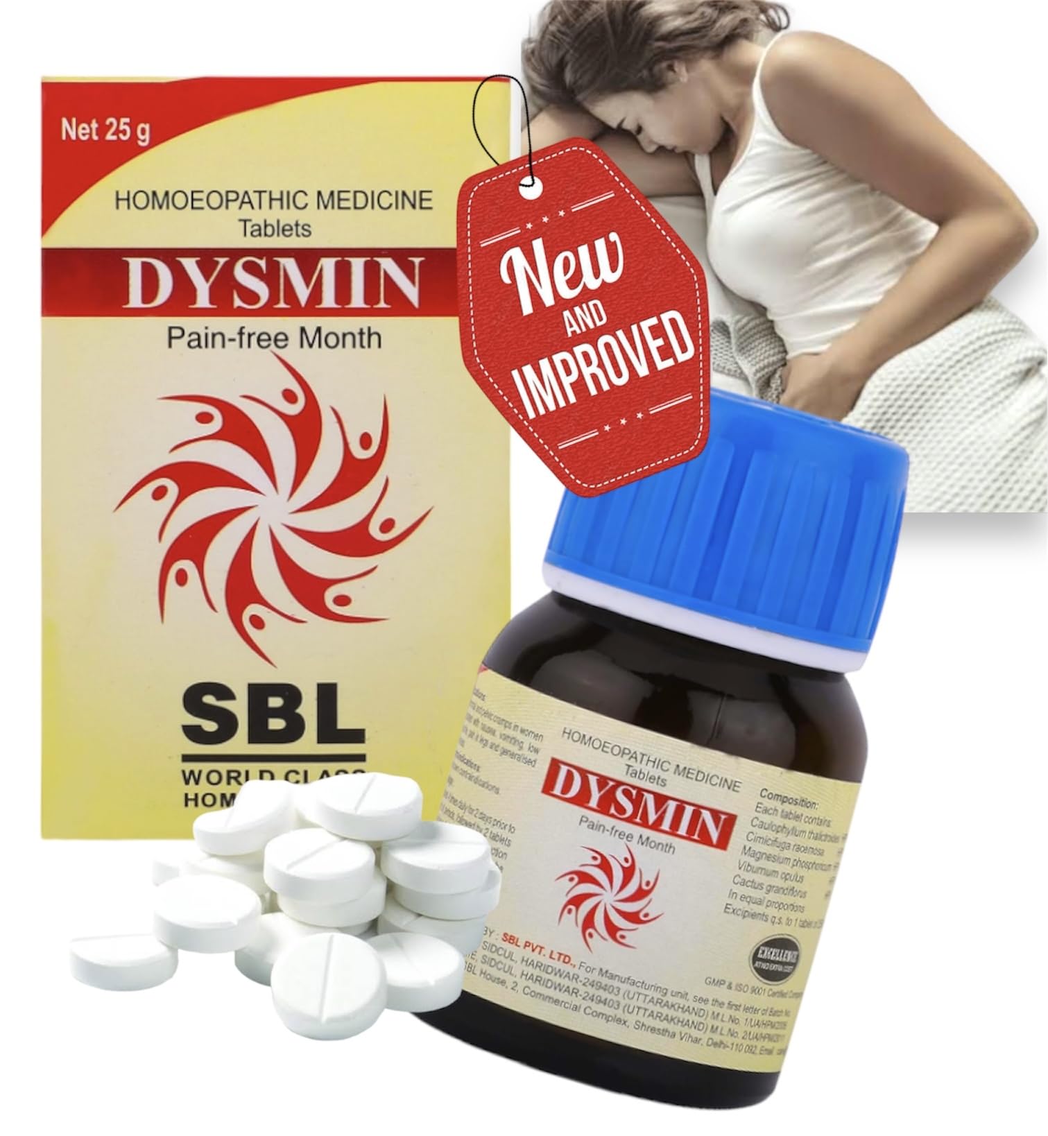 Sbl DYSMIN Homeopathic TABLET - PAIN FREE Month - 30 Days Pack