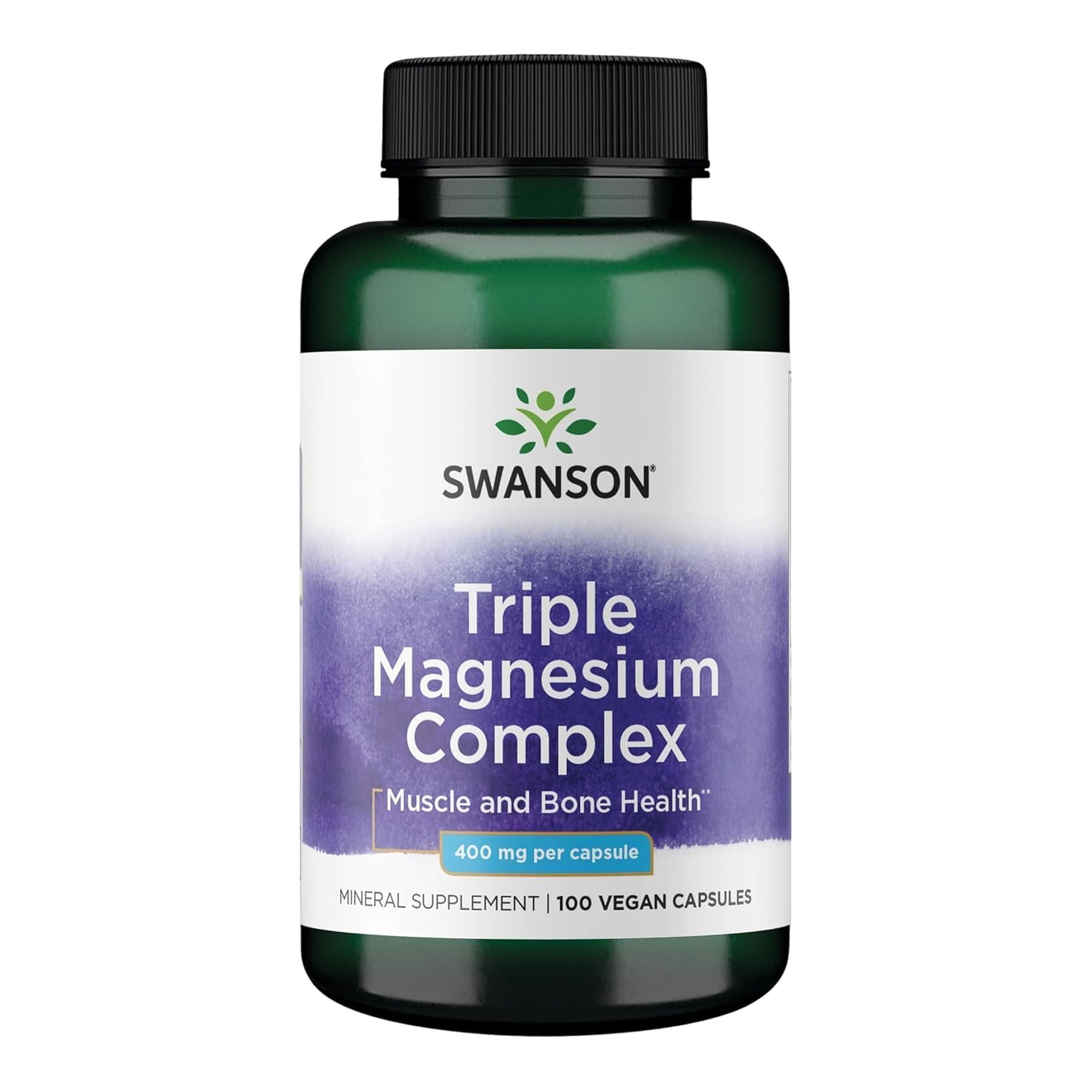 Swanson Triple Magnesium Complex, 100 Capsules, 400mg Each 100 Count (Pack of 1)