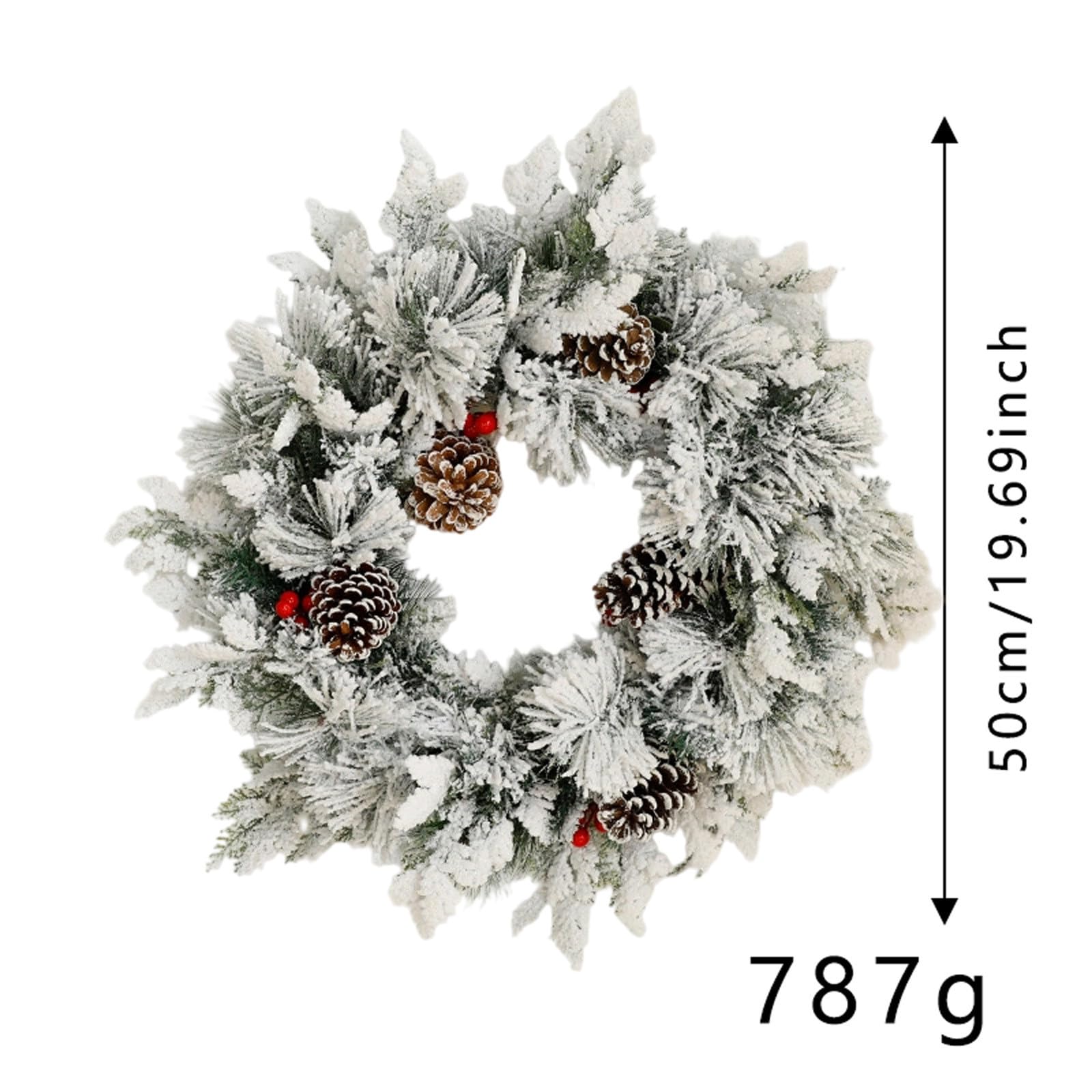 Generisch 60cm & 50cm Weihnachtskranz Tür aus Tannennadeln – realistischer Türkranz Weihnachten mit Naturzweigen, langlebiger weihnachtstürkranz für Innen & Außen – Klassische Weihnachtsdeko Tür