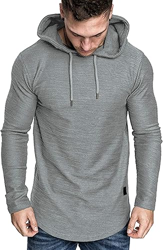 Miniatura 3 de Lexiart Sudadera deportiva con capucha para hombre, color liso, forro polar
