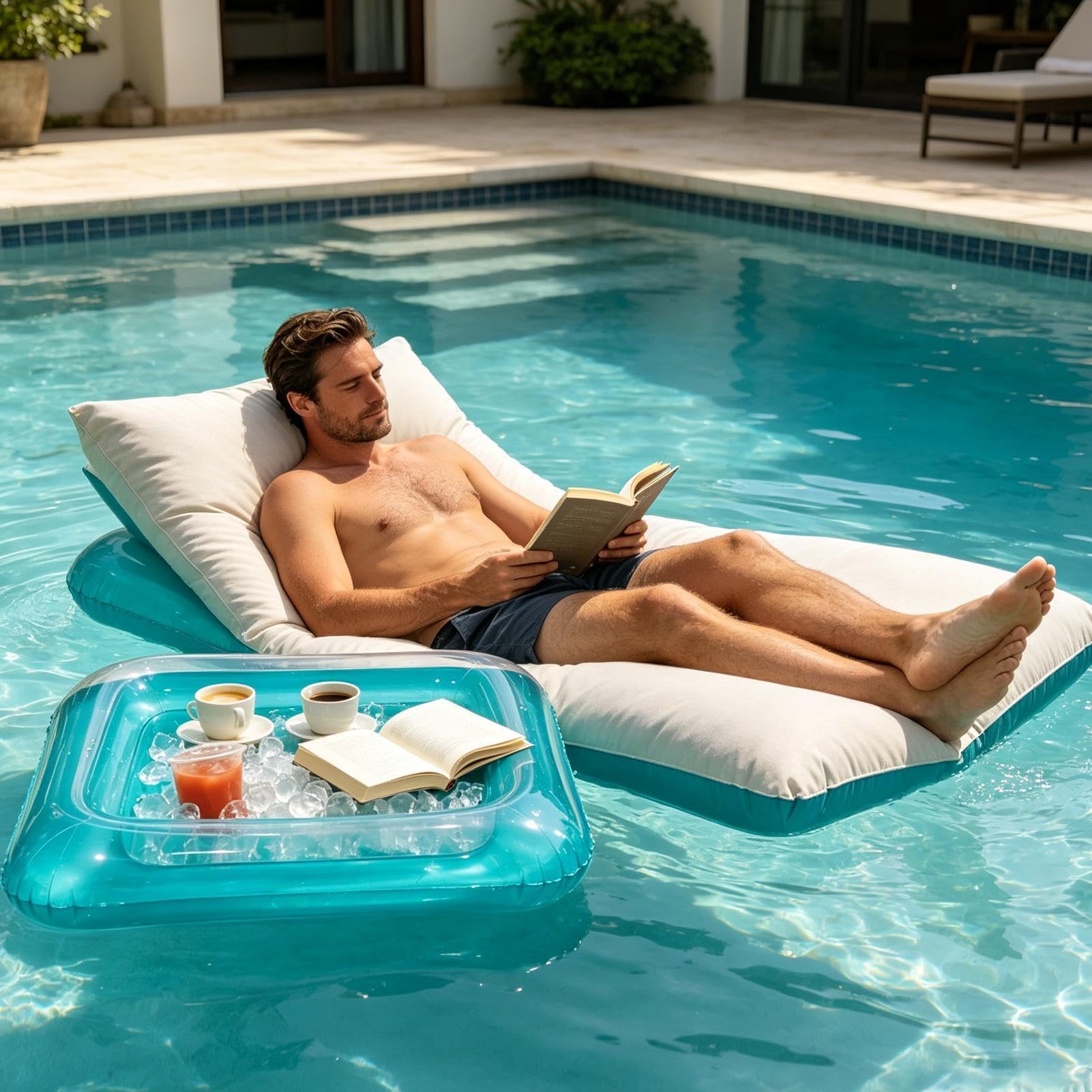 Bar Servizio Gonfiabile Vassoio Galleggiante Quadrato Grande Portatile Con | Cooler Gonfiabile Da Tavolo Per Piscina Giardino Birra Bevande Snack Picnic Spiaggia
