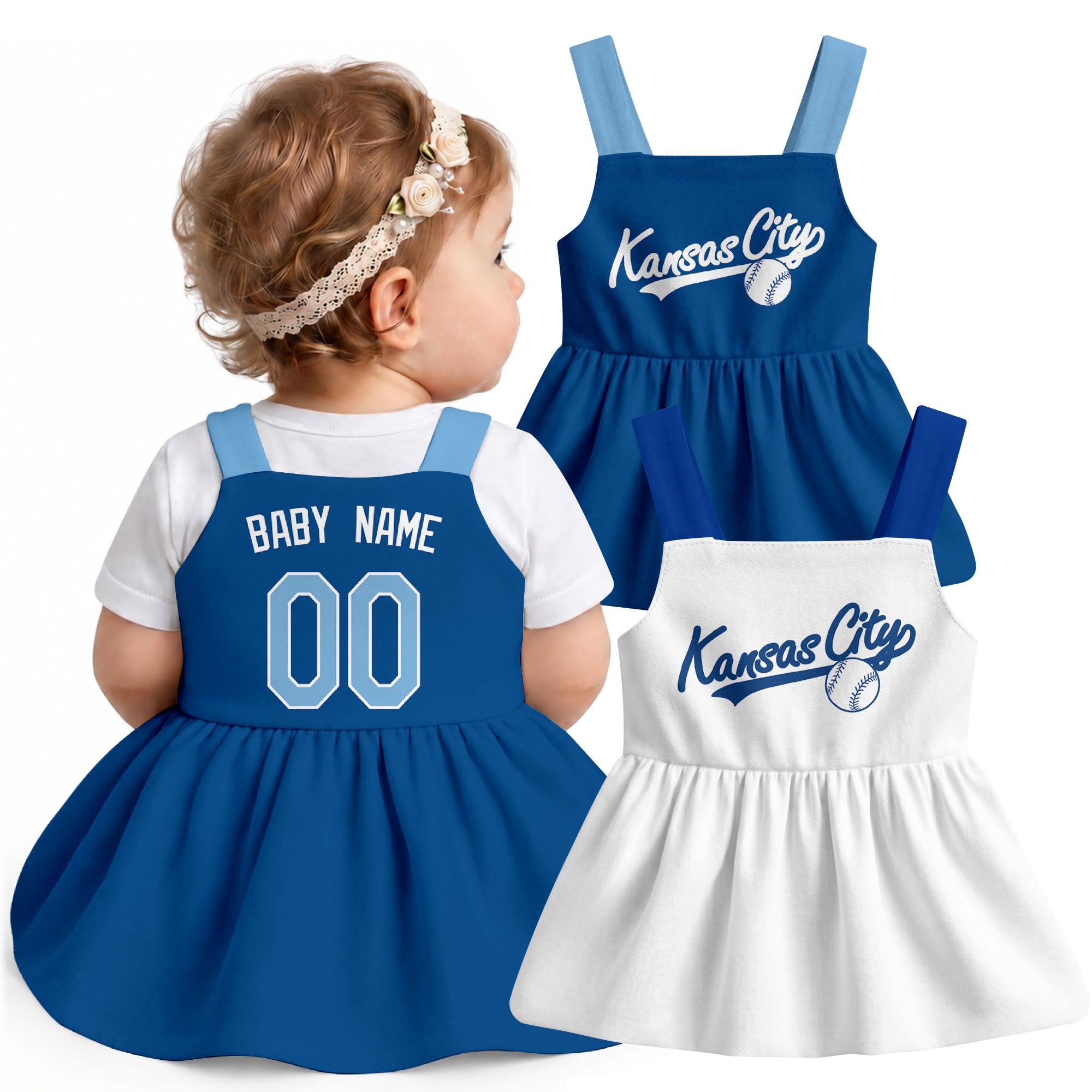 KREDE Baby Girl Clothes Custom Baby Strap Dress with Number Name for Baby Girl Gifts