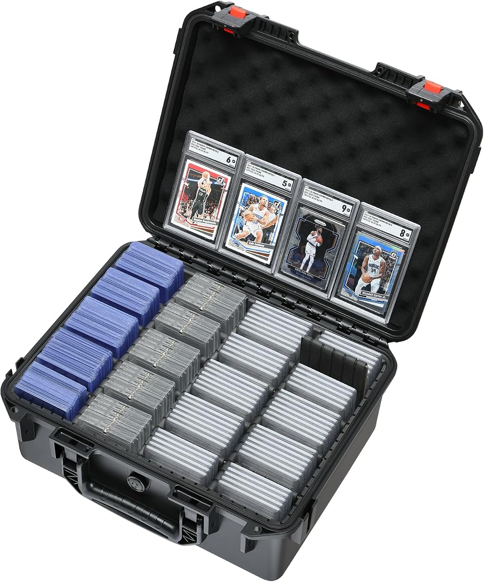 Graded Card Case Storage Box: Trading Card Storage Box with 12 Dividers | Waterproof Hard Slab Case for Toploader PSA BGS SGC Sports Baseball Football Basketball Magnetic, Holds 800+ Top Loaders