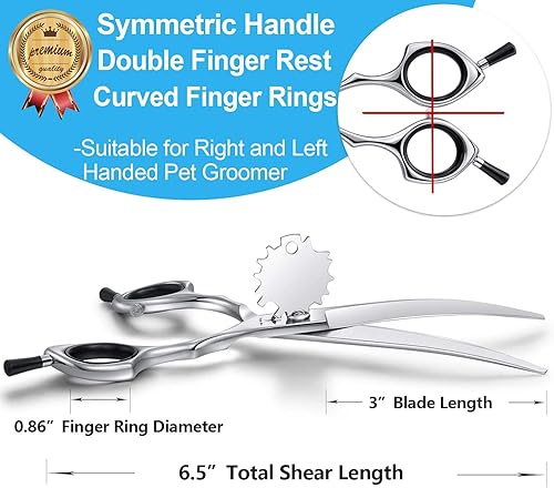 Miniatura 10 de PURPLRBIRD Tijeras rectas de aseo para perros de 7 pulgadas, tijeras texturizantes para adelgazar mascotas, seguridad profesional, punta roma, corte