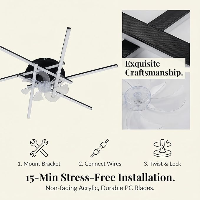 Ventilador de Techo 32 in con Luz LED, Control Remoto y App, miniatura 8