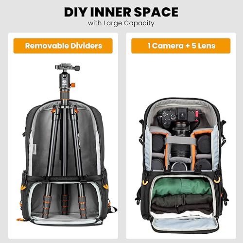 Miniatura 8 de TARION Bolsa grande para cámara + soporte de video superior con brazo articulado  Mochila grande para cámara de senderismo profesional con