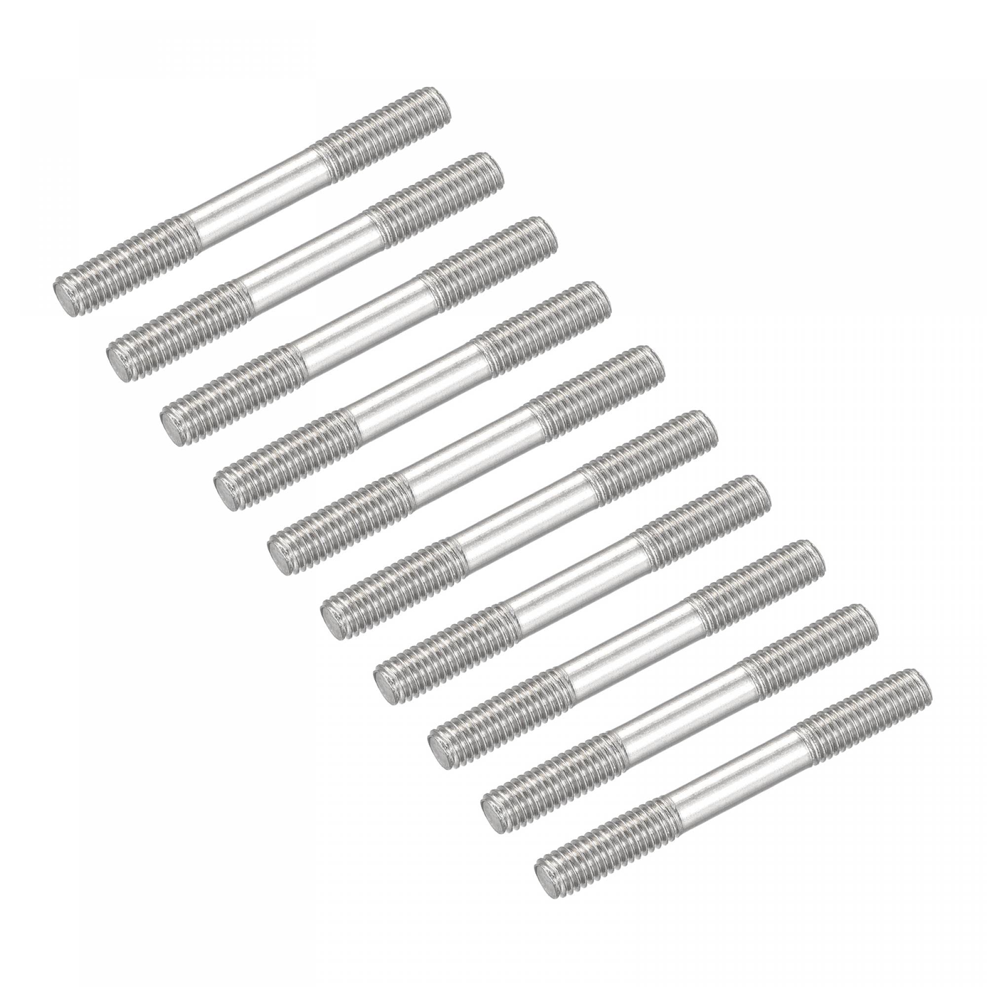 sourcing map Double Ended Stud Screws (M5 Thread 50mm Length) 20pcs, 304 Stainless Steel Dual Threaded Rod Bolts - for House Maintenance