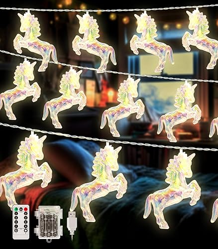 Miniatura 8 de AceList Guirnalda de luces LED de estrella, funciona con USBbatería, 20 luces LED parpadeantes con control remoto, 8 modos, diseño impermeable para